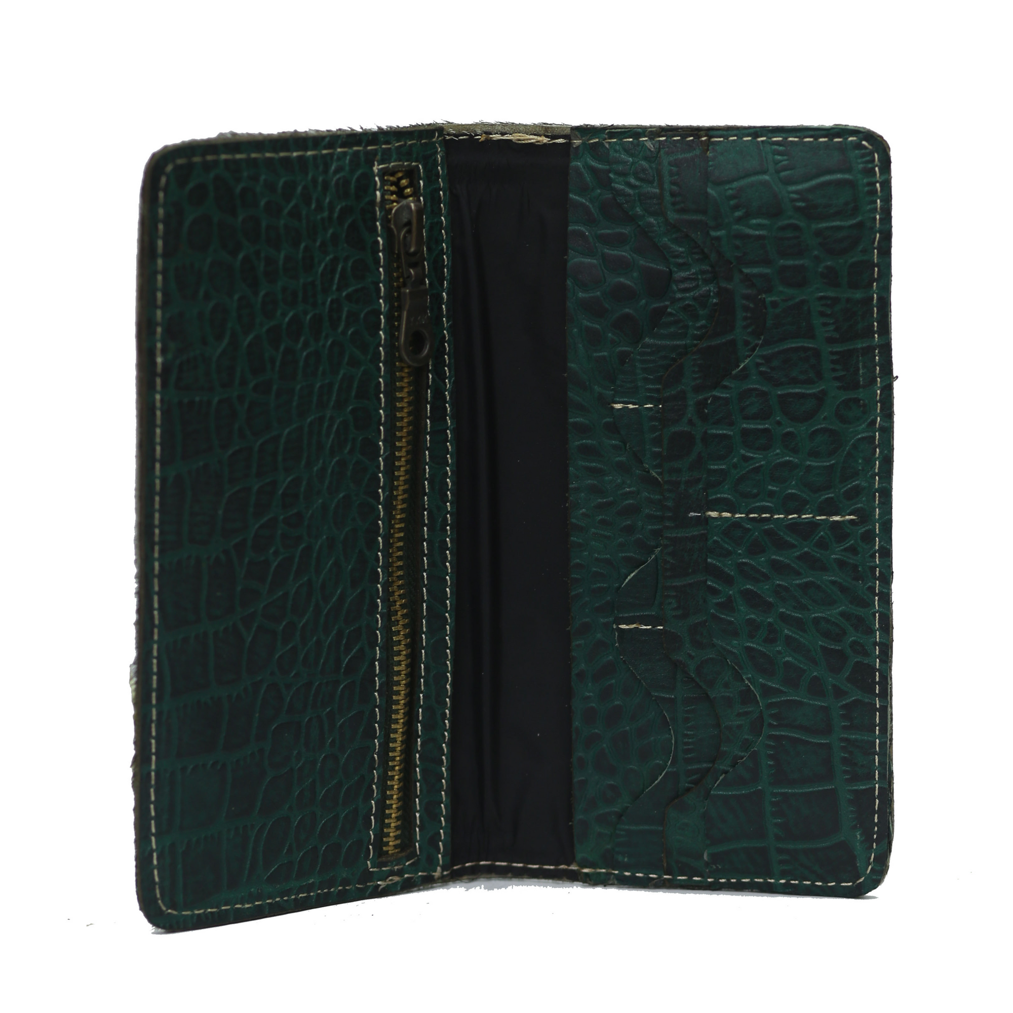 Grey Hair-On zipper Wallet