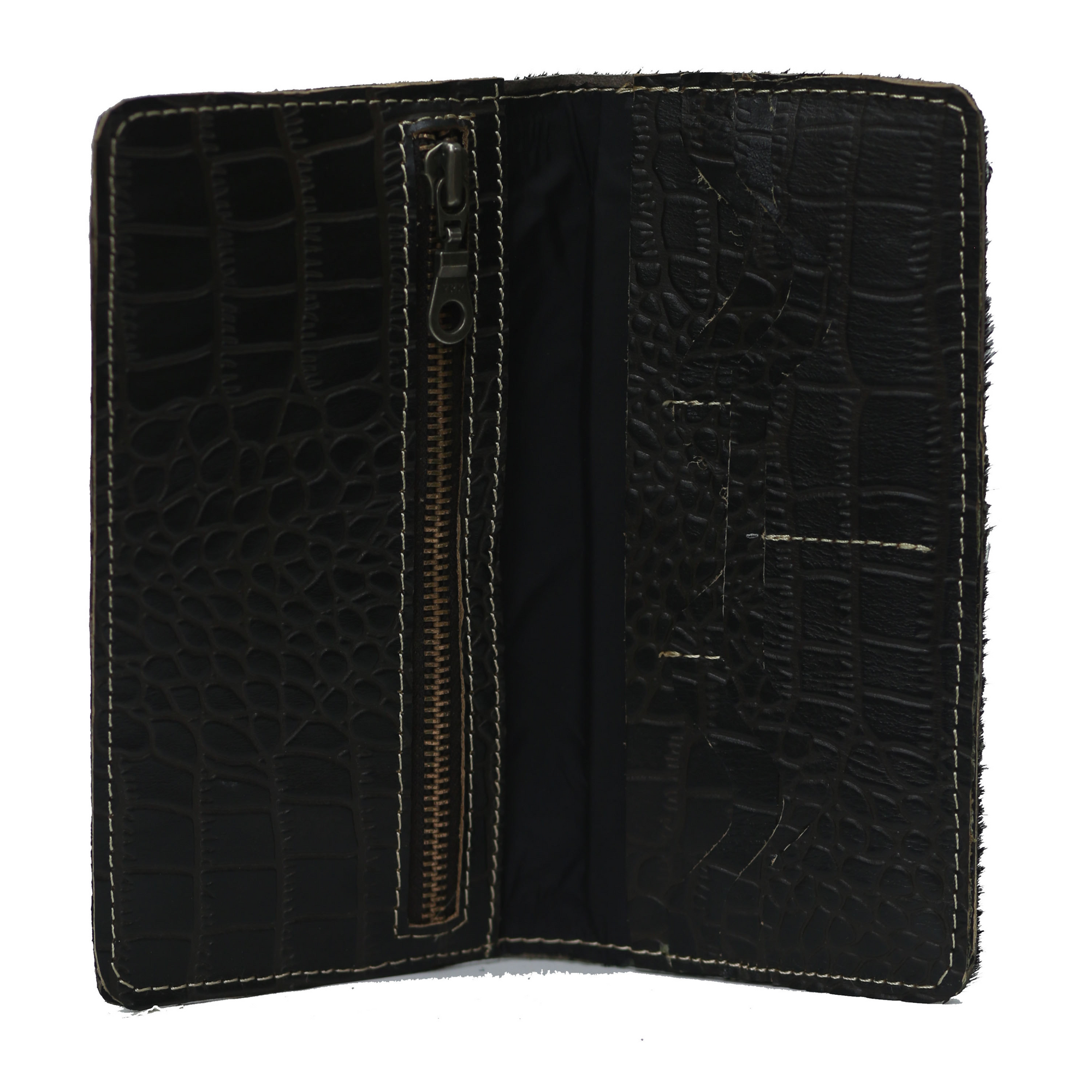 Black Hair-On zipper Wallet