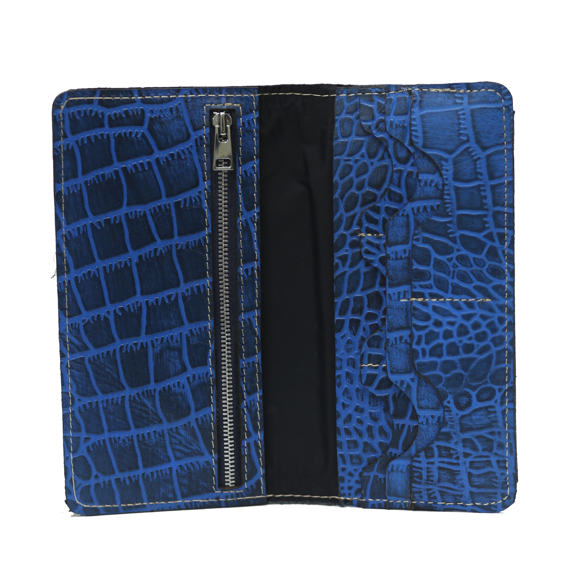 Blue Textured zipper Wallet