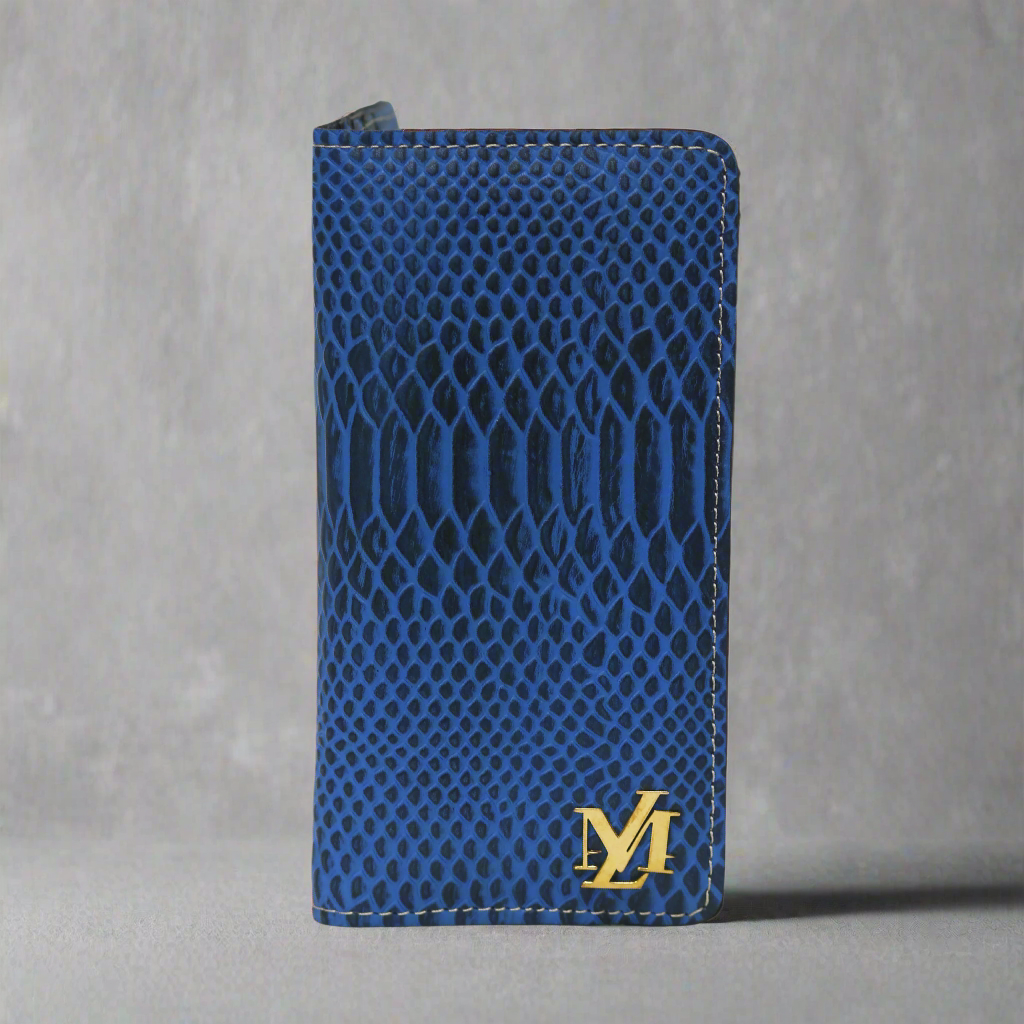 Blue Textured zipper Wallet