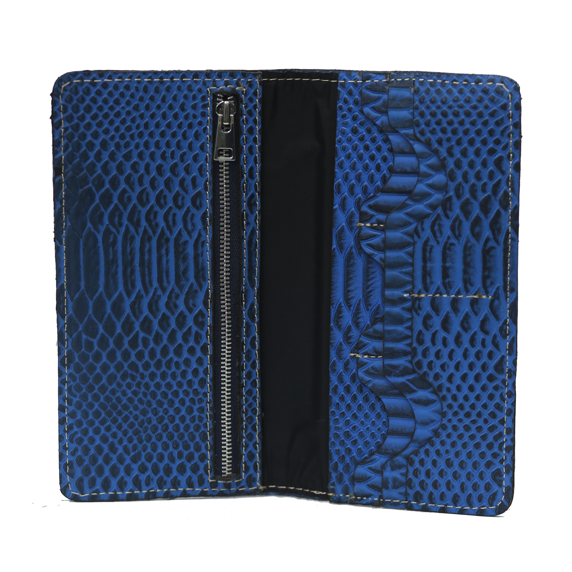 Blue Textured zipper Wallet