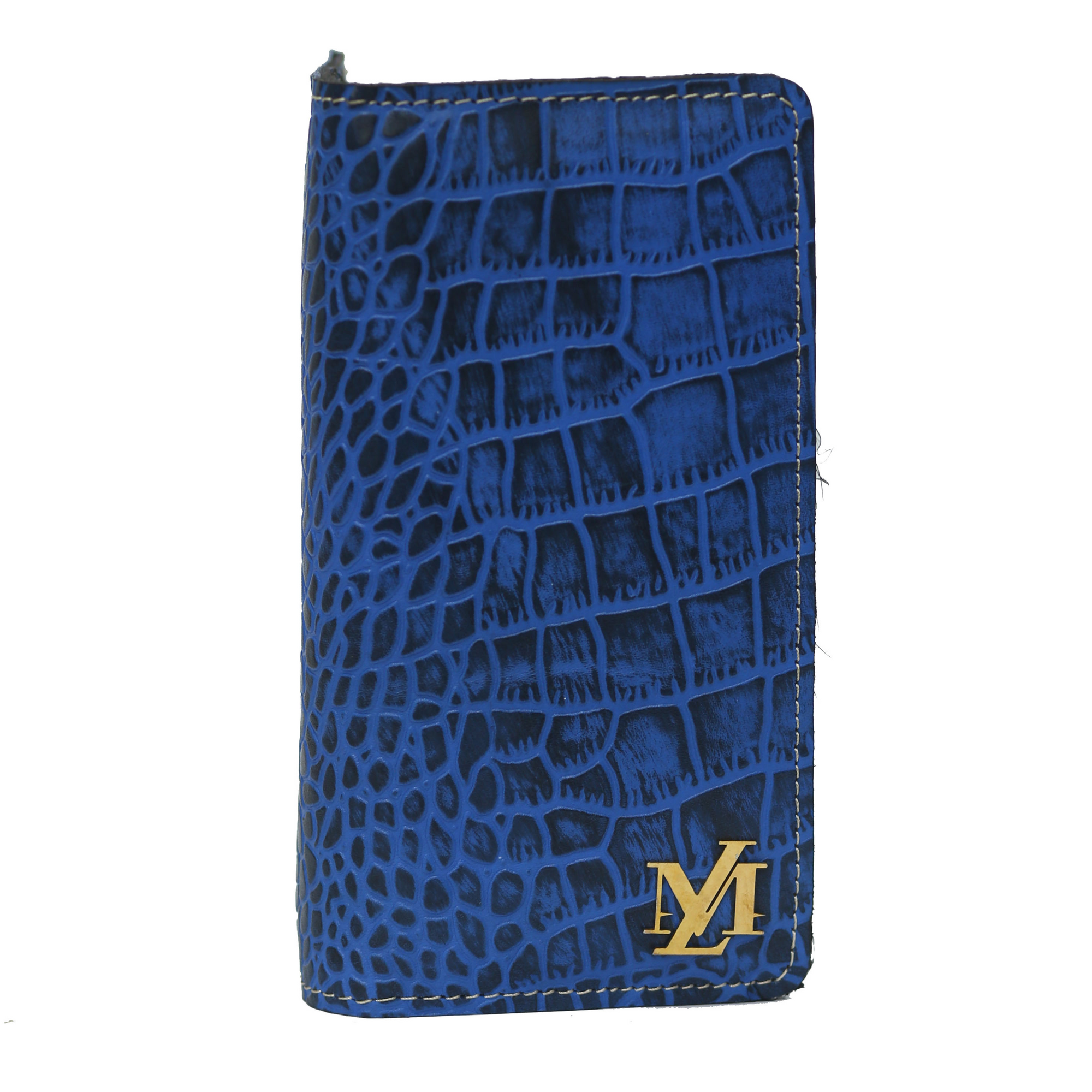 Blue Textured zipper Wallet