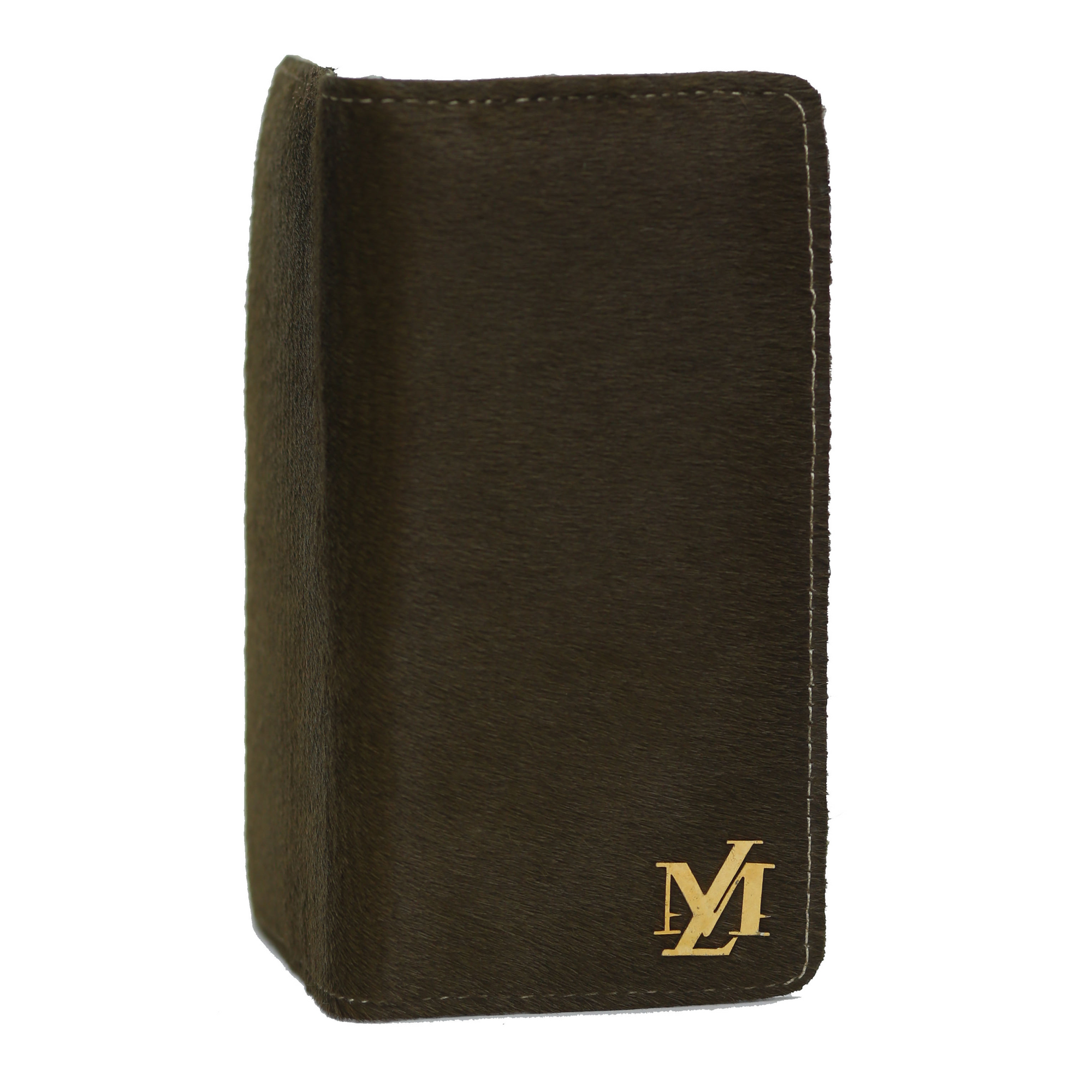Olive green Hair-On zipper Wallet