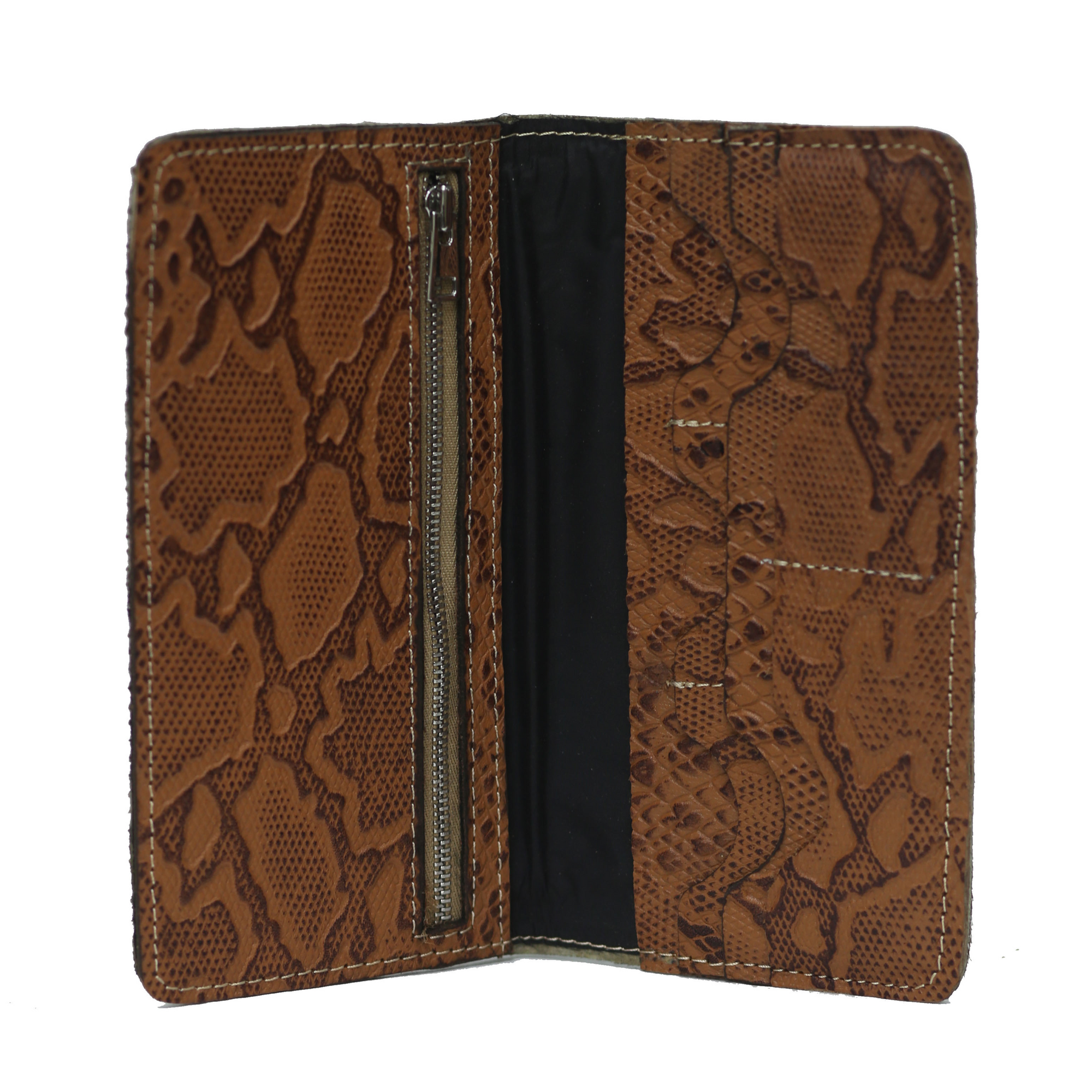 Olive green Hair-On zipper Wallet