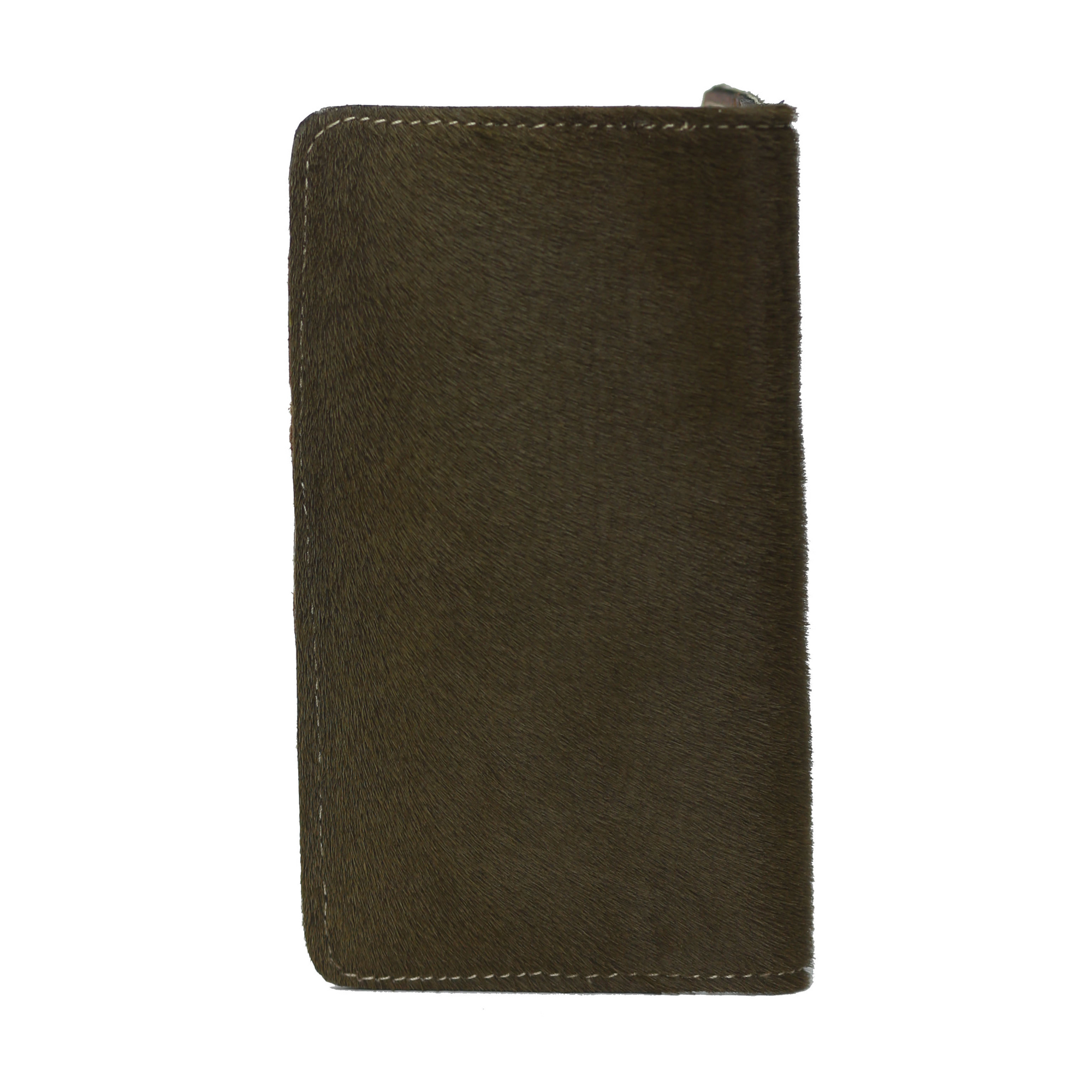 Olive green Hair-On zipper Wallet