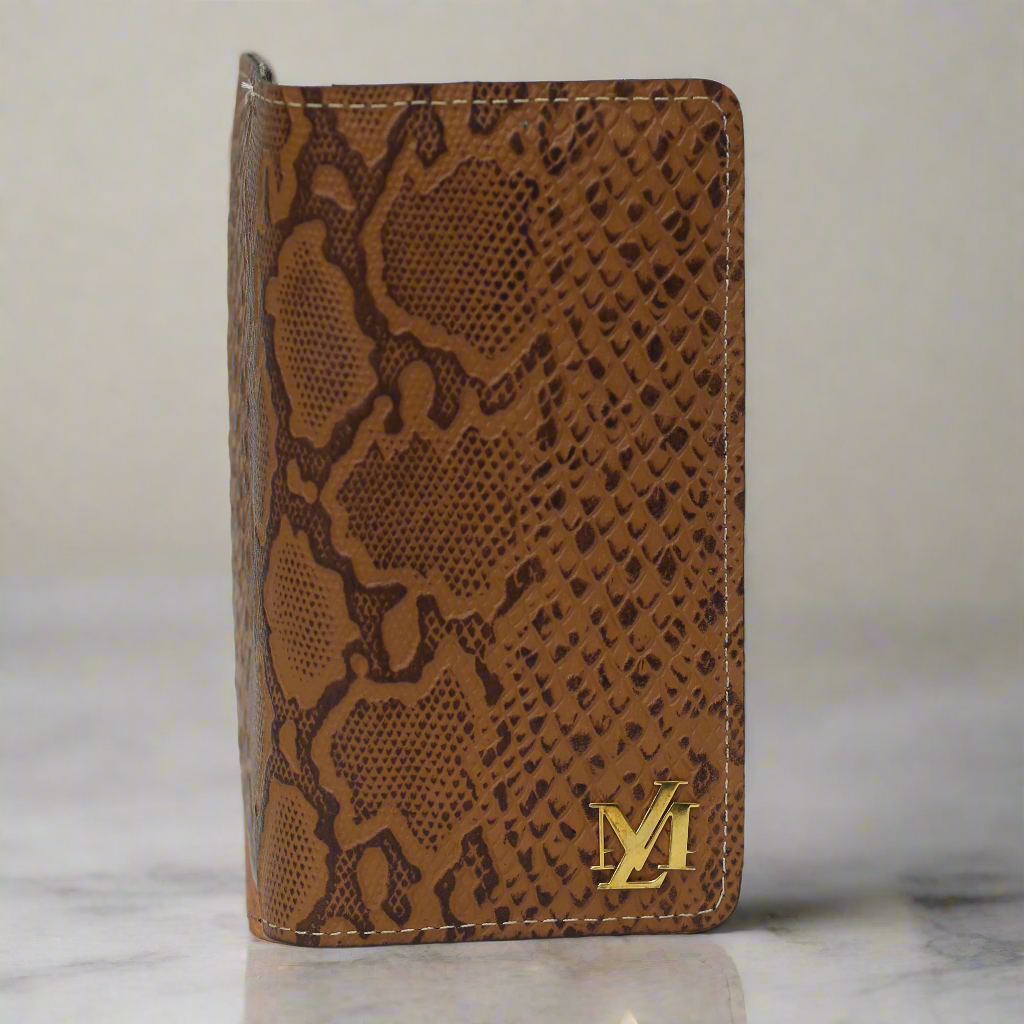Brown Textured zipper Wallet