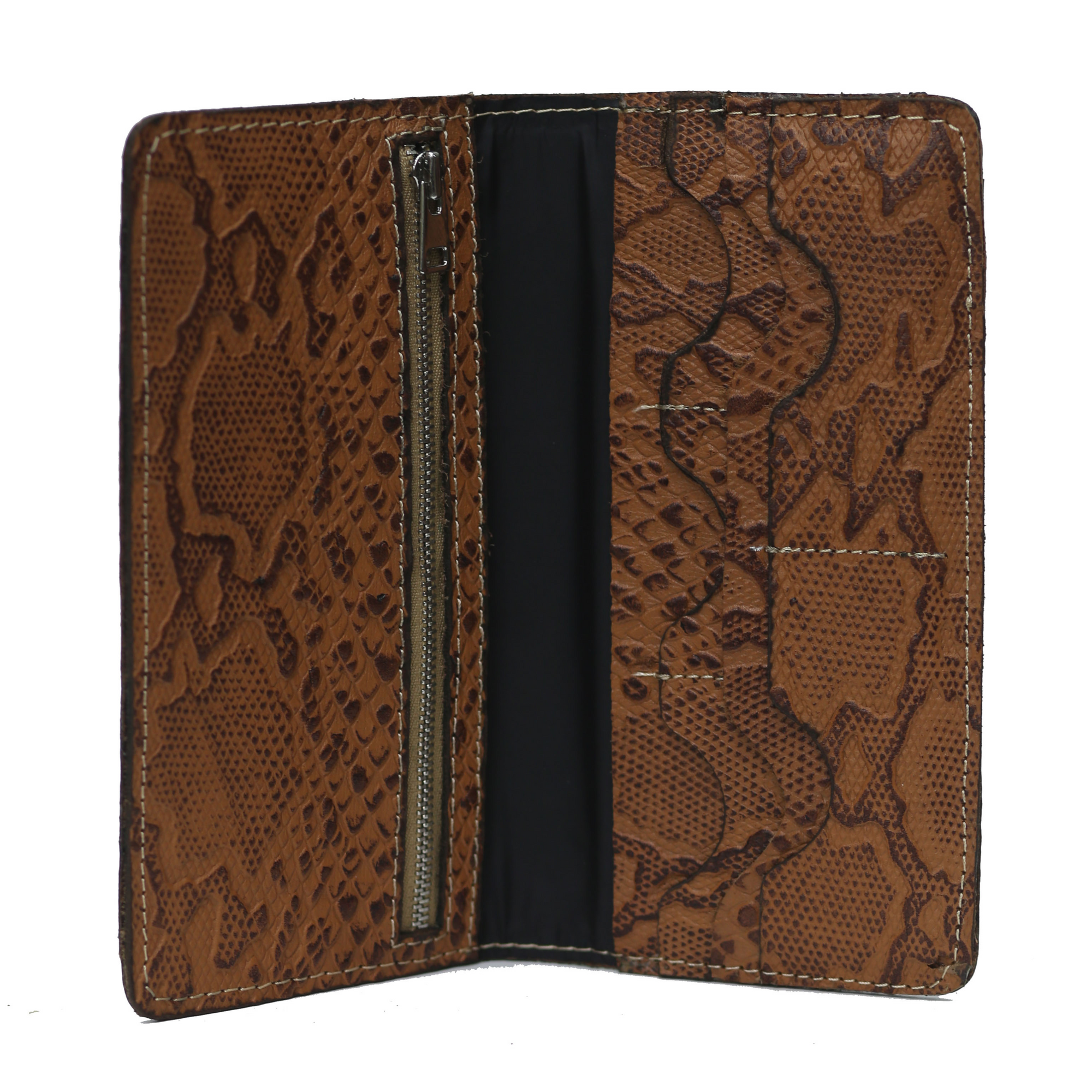 Brown Textured zipper Wallet