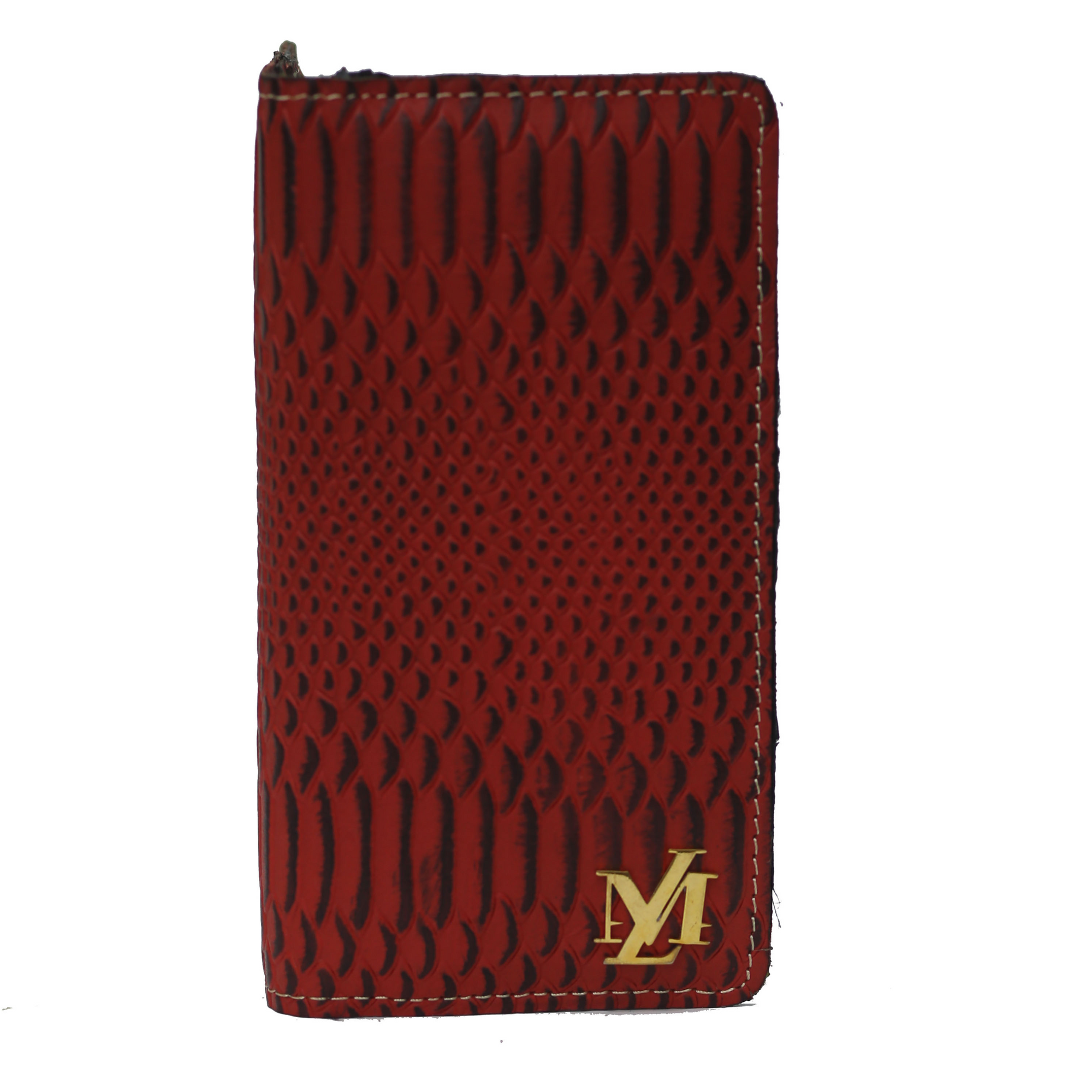 Dark Red Textured zipper Wallet