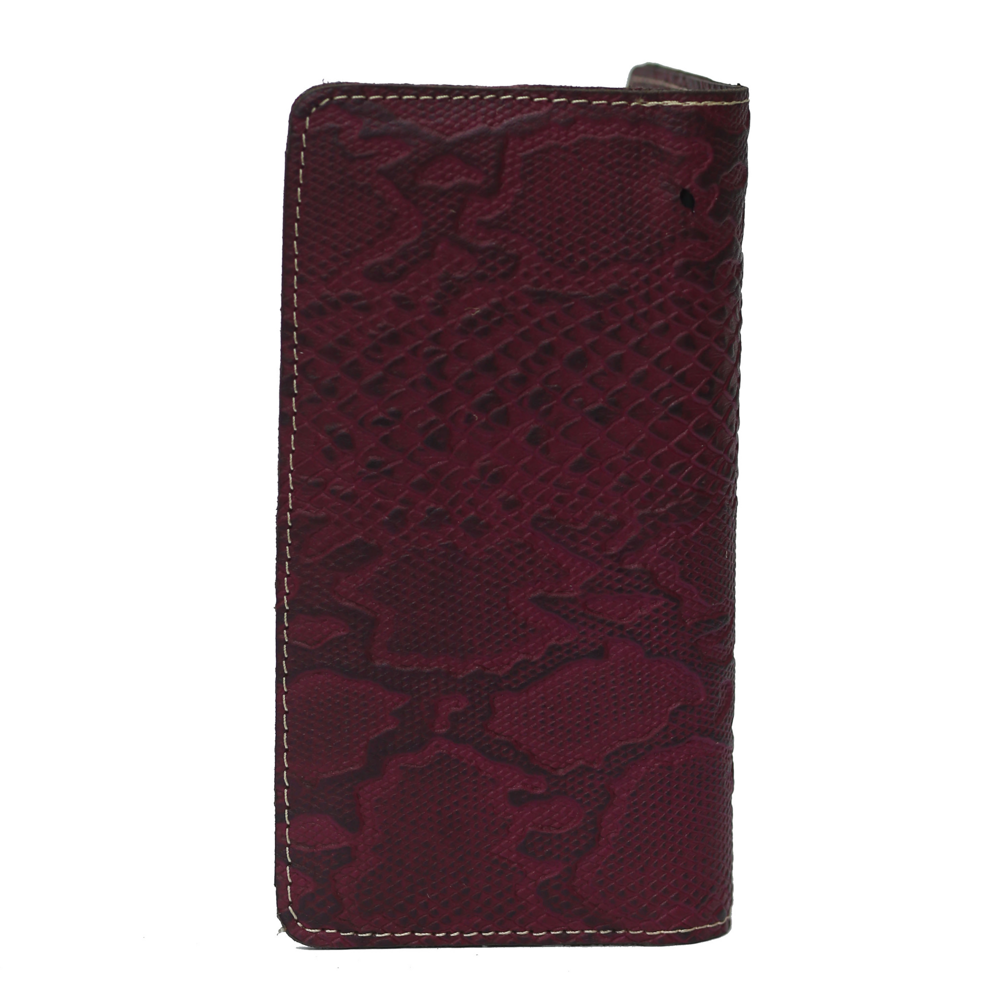 Dark Maroon Textured zipper Wallet
