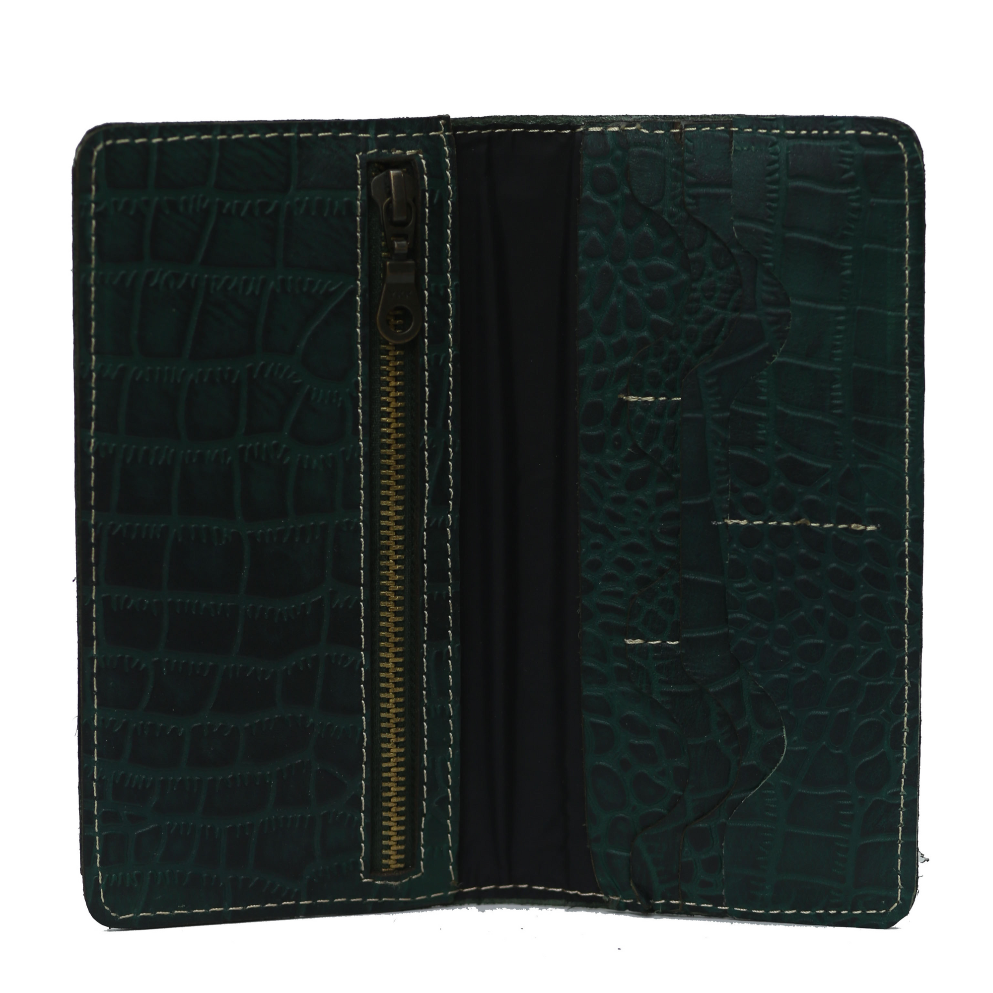 Green Textured zipper Wallet