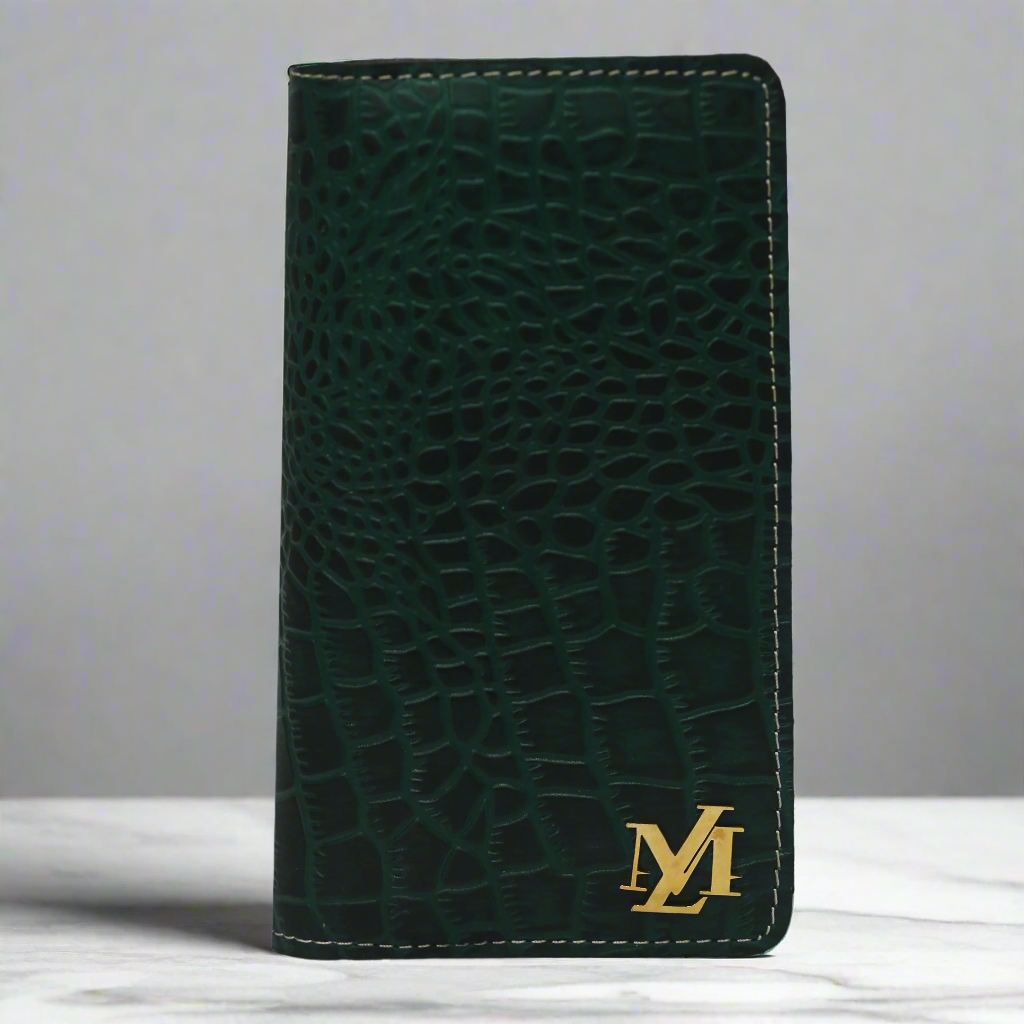 Green Textured zipper Wallet