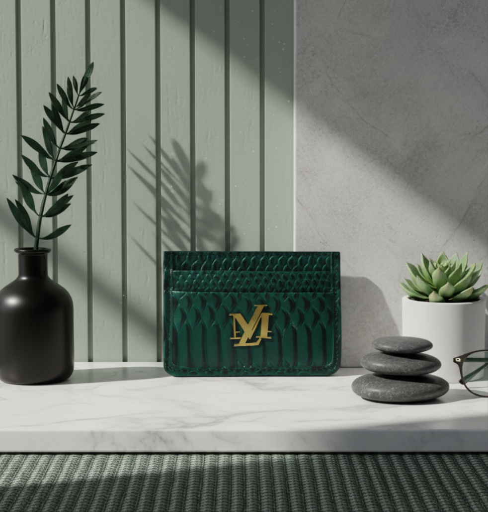 Green with Black Wax Cobra Card Holder