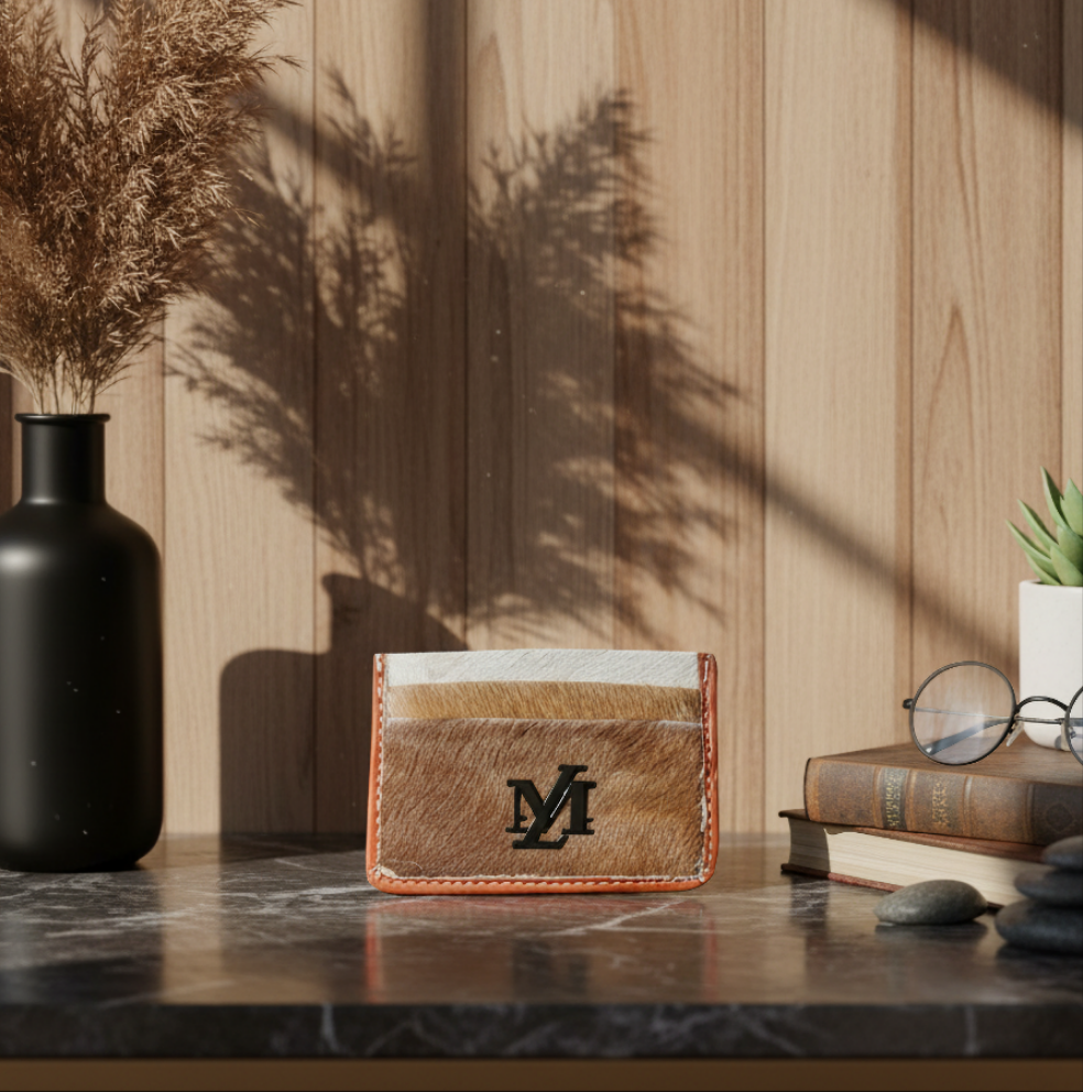 Brown with white combo Hairon Card Holder