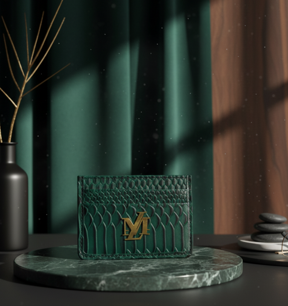 Green with Black Wax Cobra Card Holder
