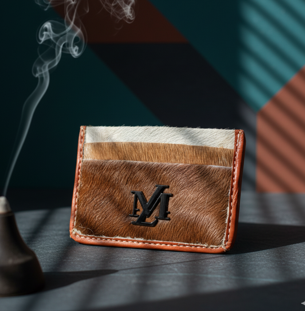 Brown with white combo Hairon Card Holder