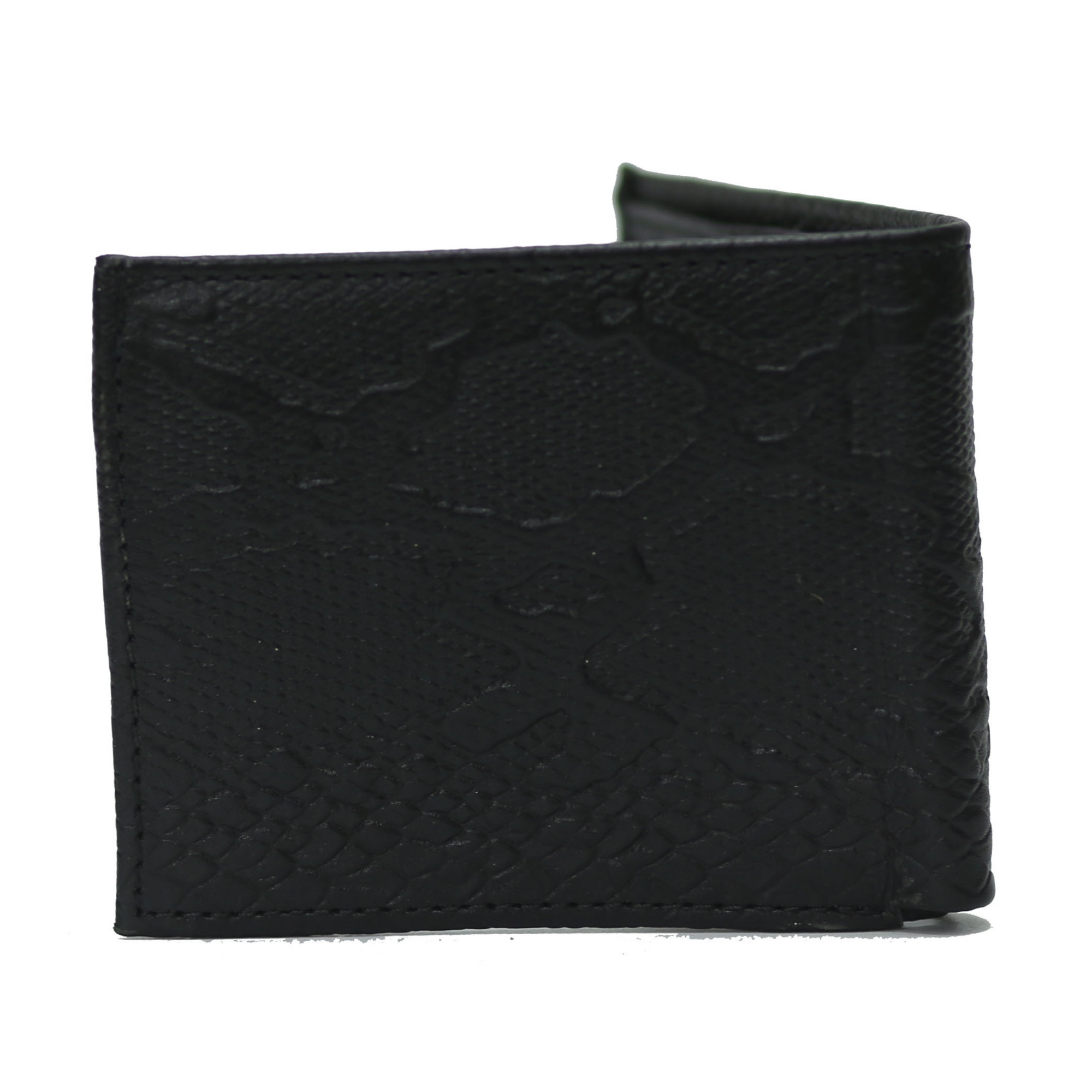 Python Bi-Fold Coin Pocket Black Wallet