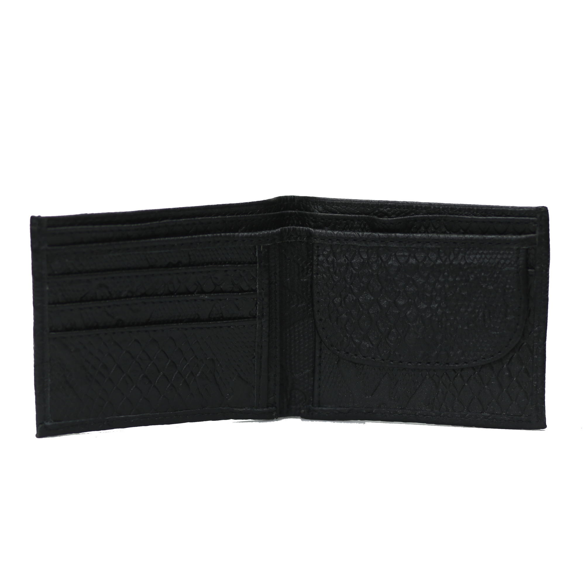 Python Bi-Fold Coin Pocket Black Wallet