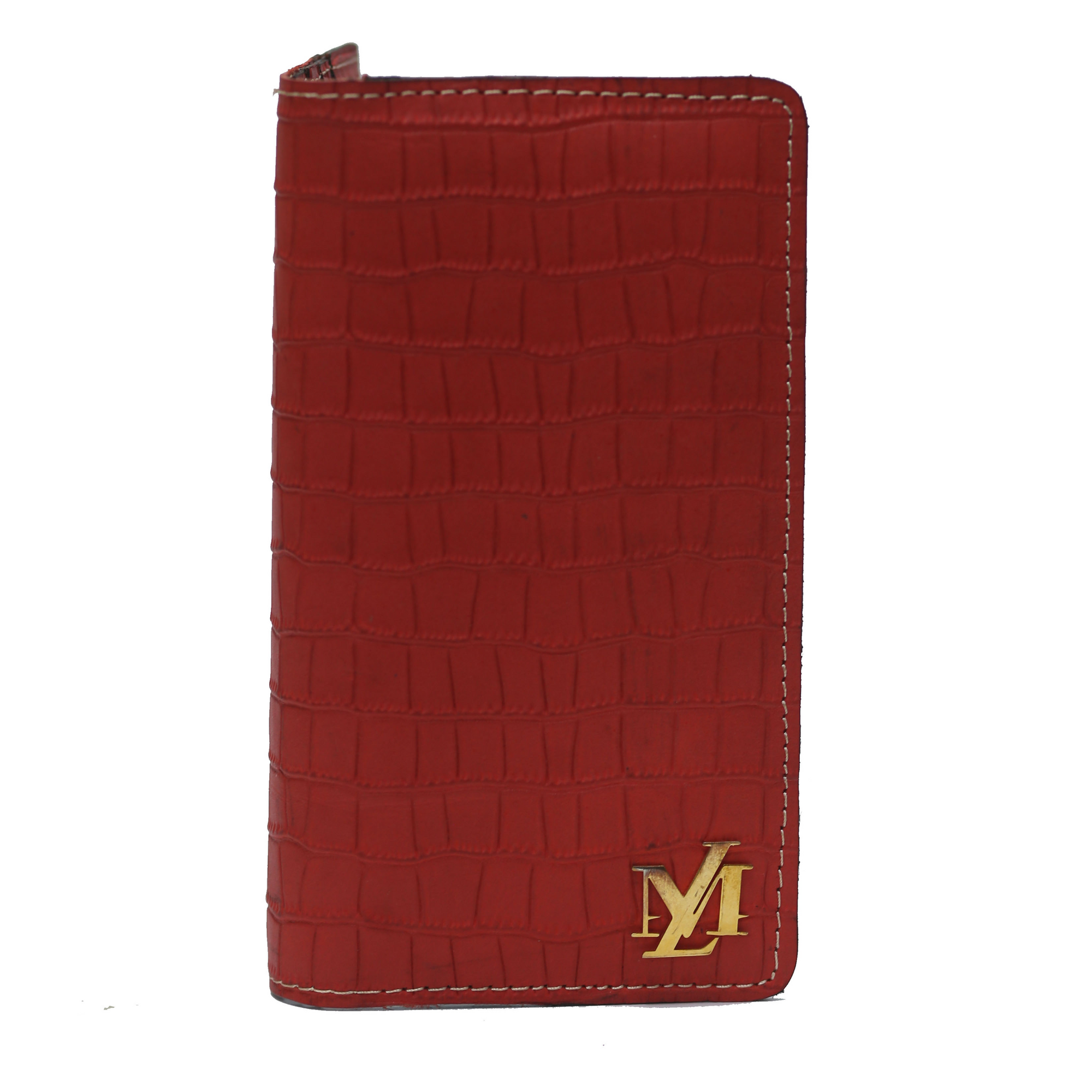 Red Textured zipper Wallet