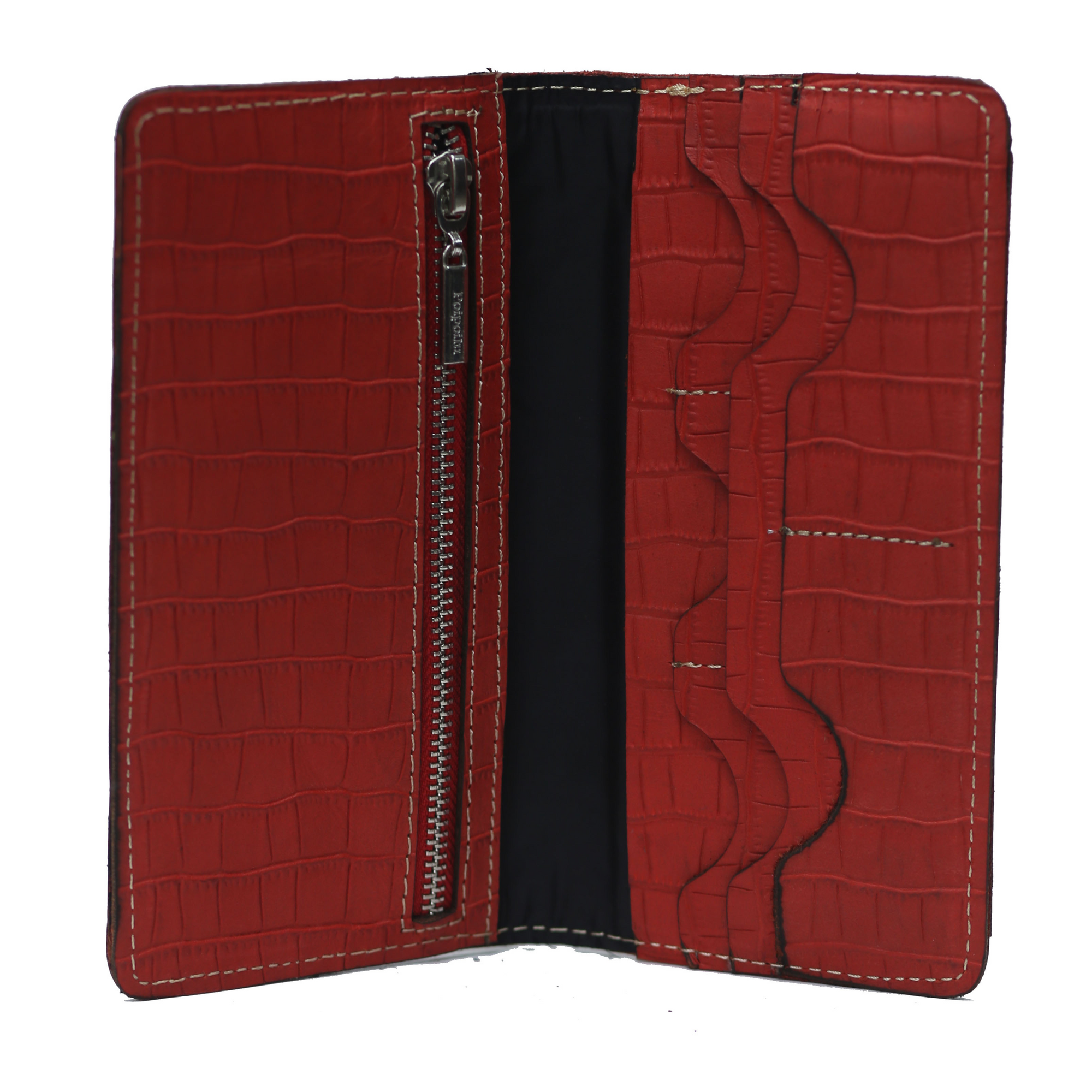 Red Textured zipper Wallet