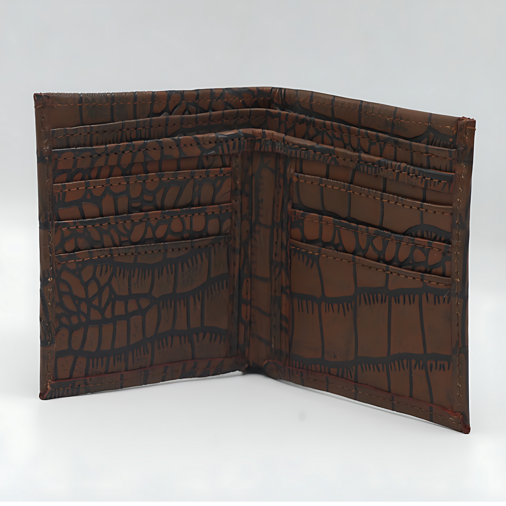 Crocodile Bi-fold Brown with Black Wallet
