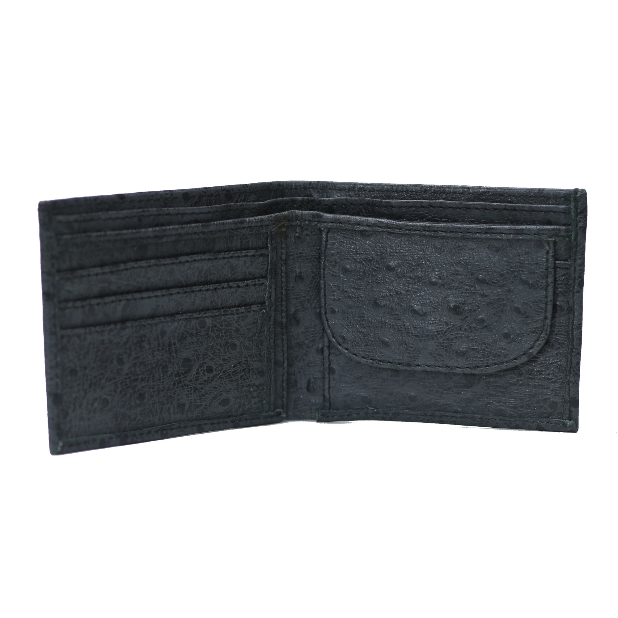 Ostrich Bi-Fold coin Pocket Black Wallet