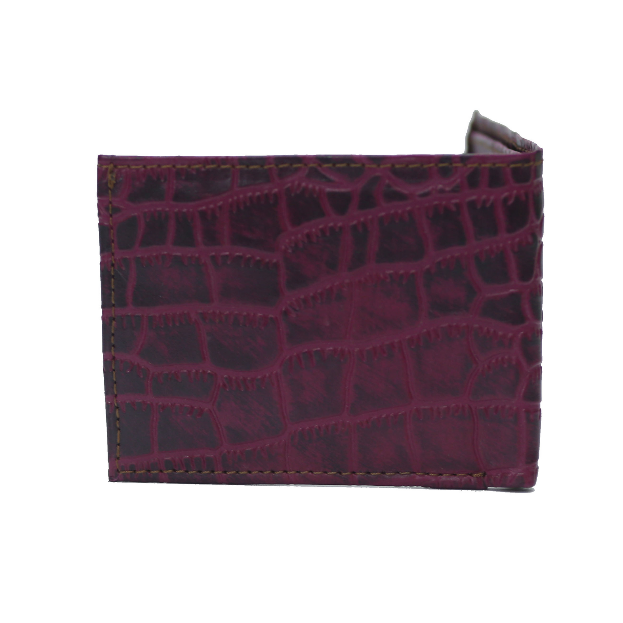 Crocodile Bi-Fold Maroon with Black Wallet