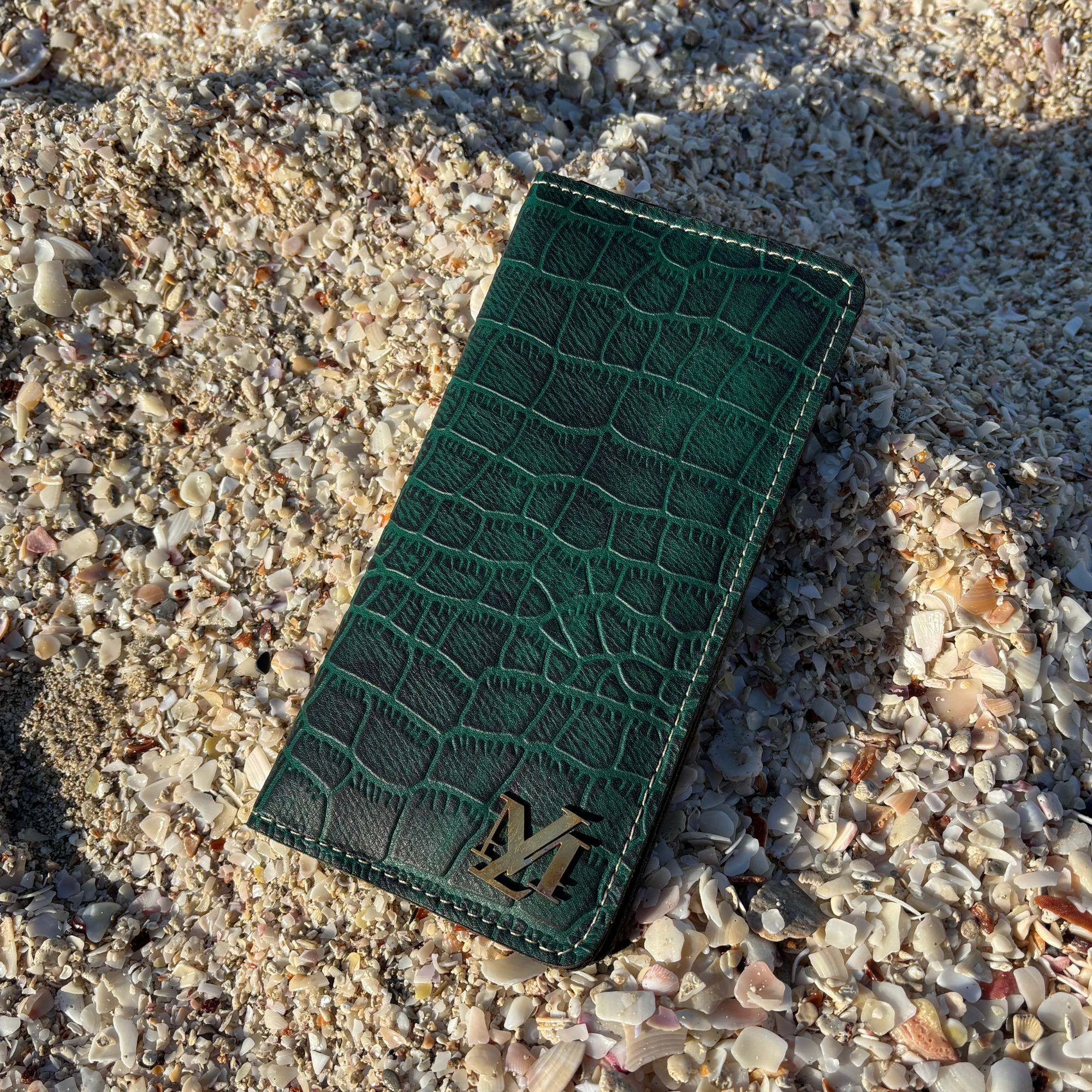 Green Textured zipper Wallet