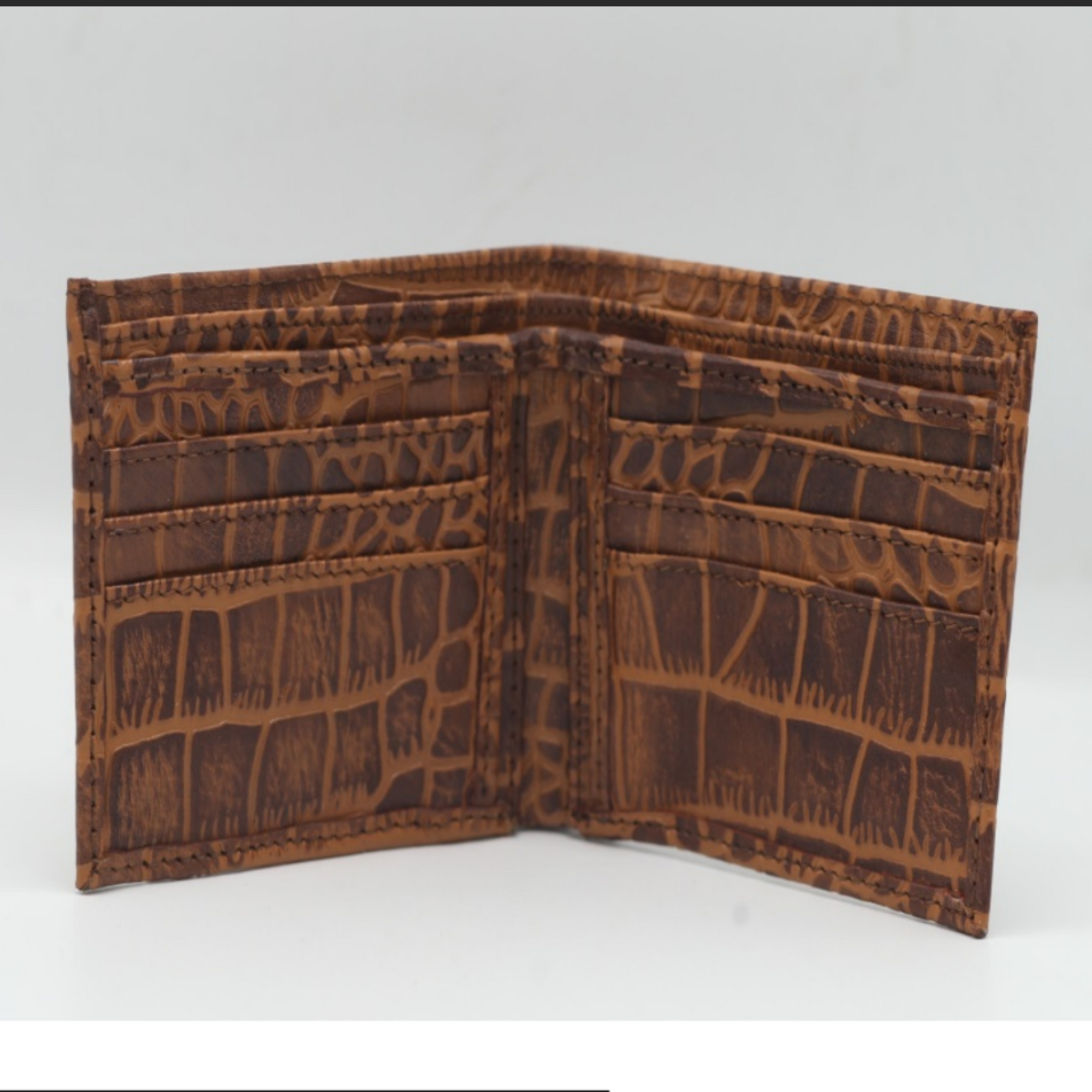 Crocodile Bi-fold Conic with Black waxed