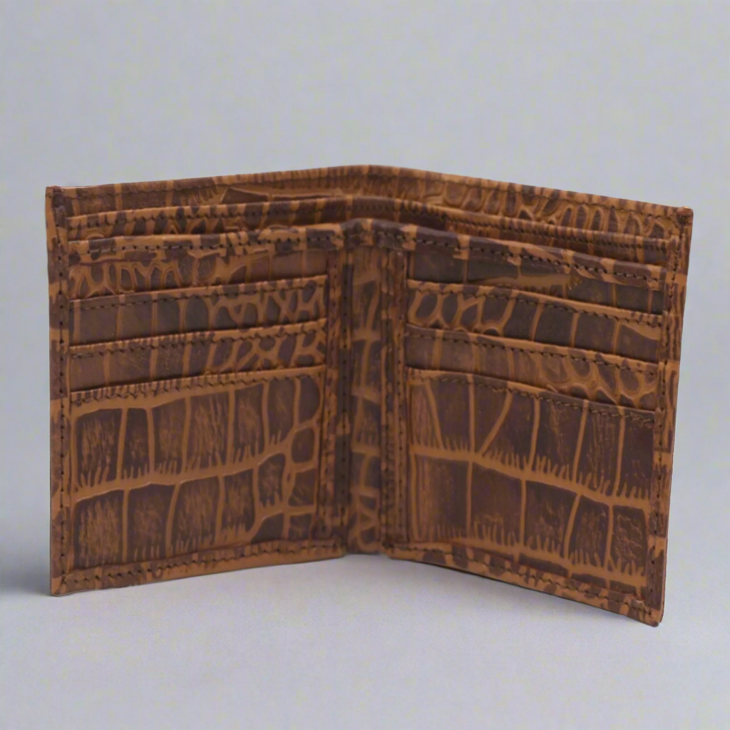 Crocodile Bi-fold Conic with Black waxed