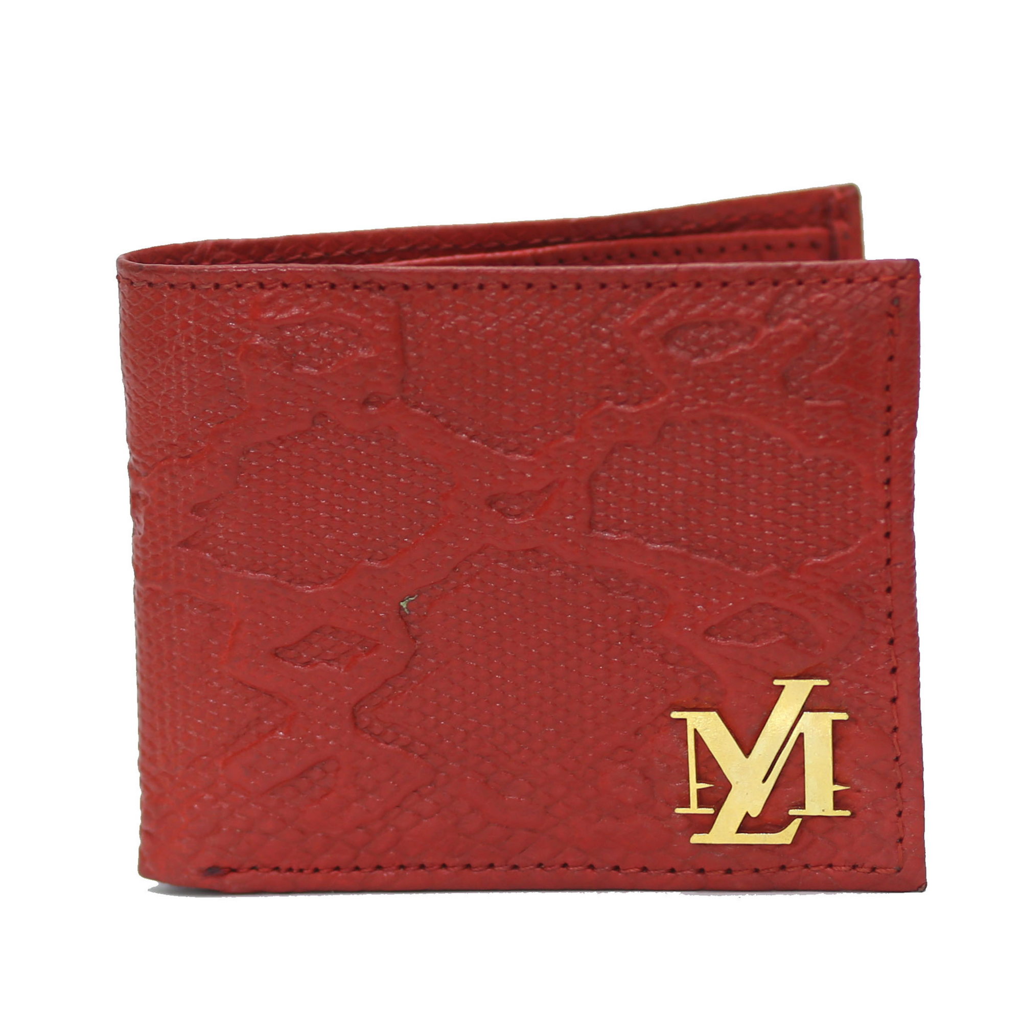 Red Python Bi-Fold Coin Pocket Plain Red