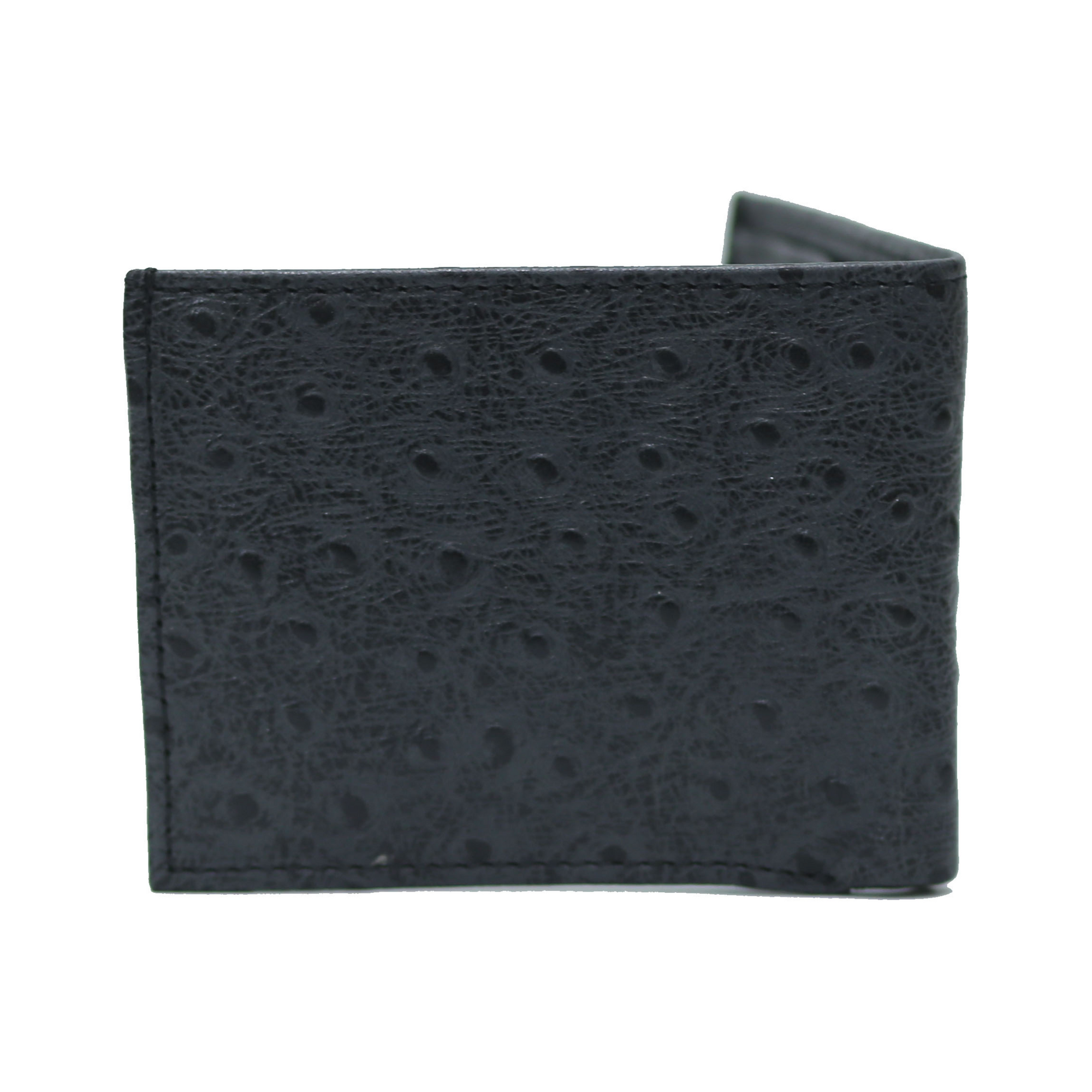 Ostrich Bi-Fold coin Pocket Black Wallet