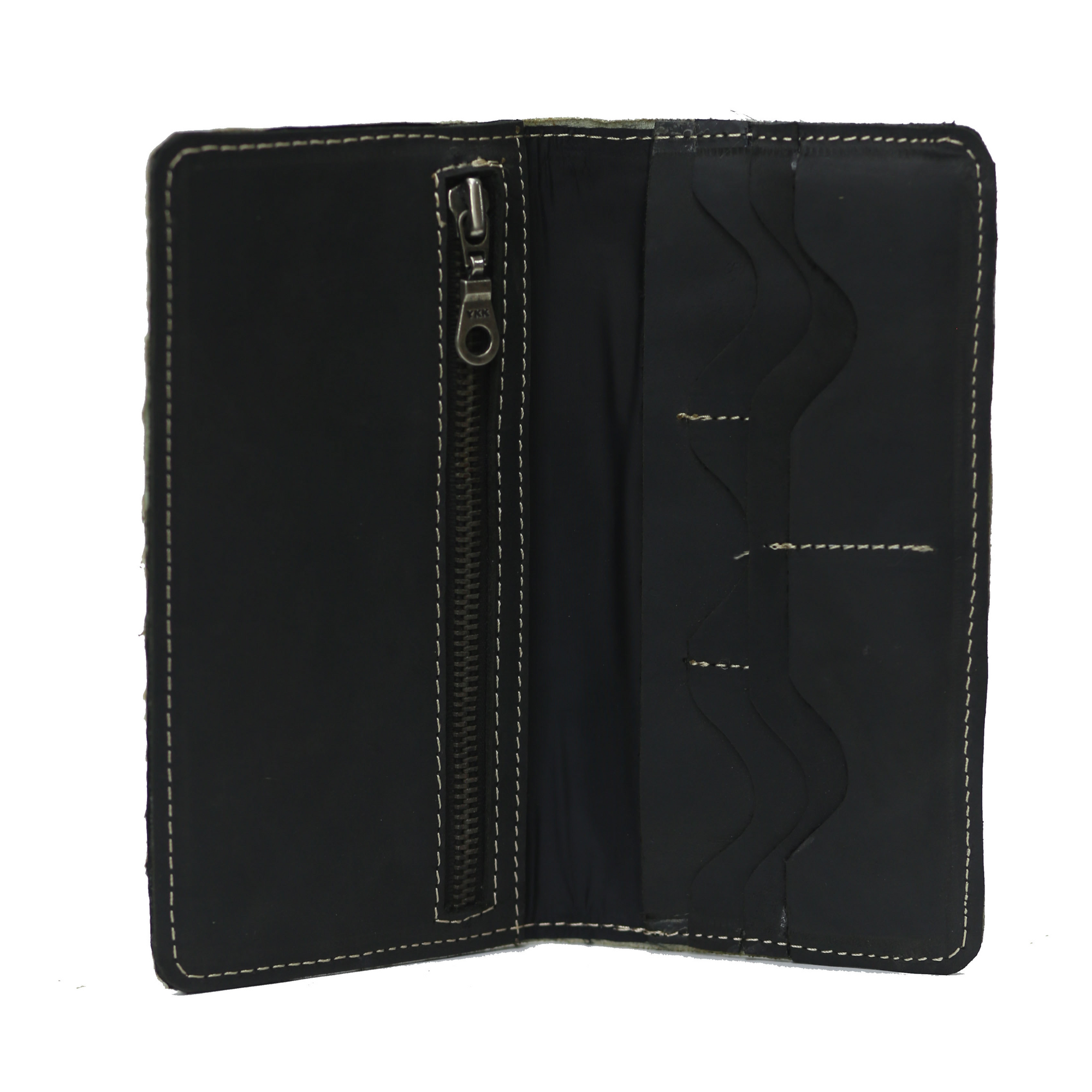White & Brown Hair-On zipper Wallet