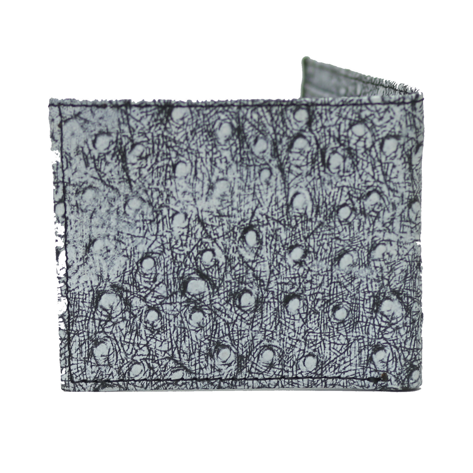 Ostrich Bi-Fold coin pocket White with black wallet