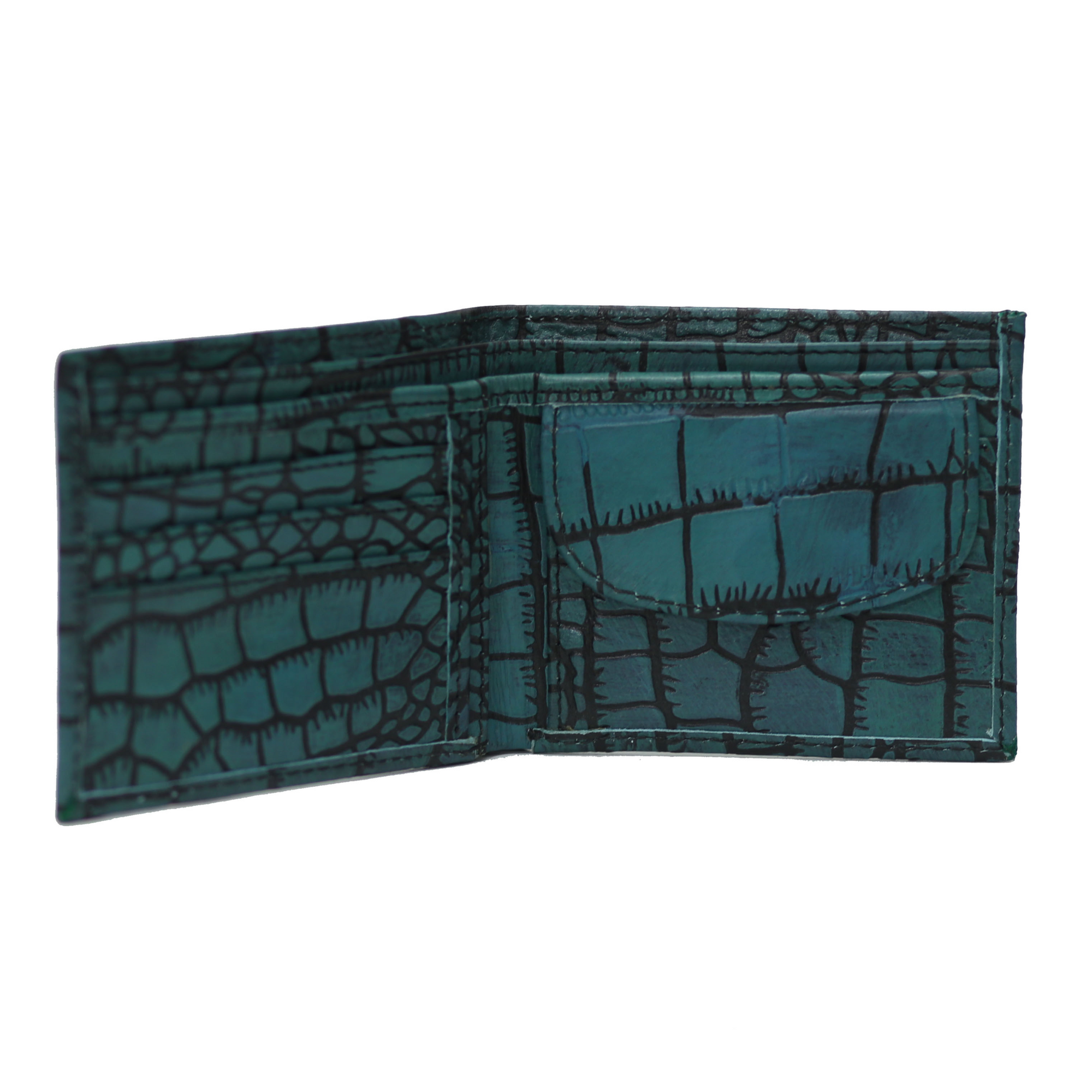 Crocodile Bi-Fold coin pocket Ferozi with Black Wallet