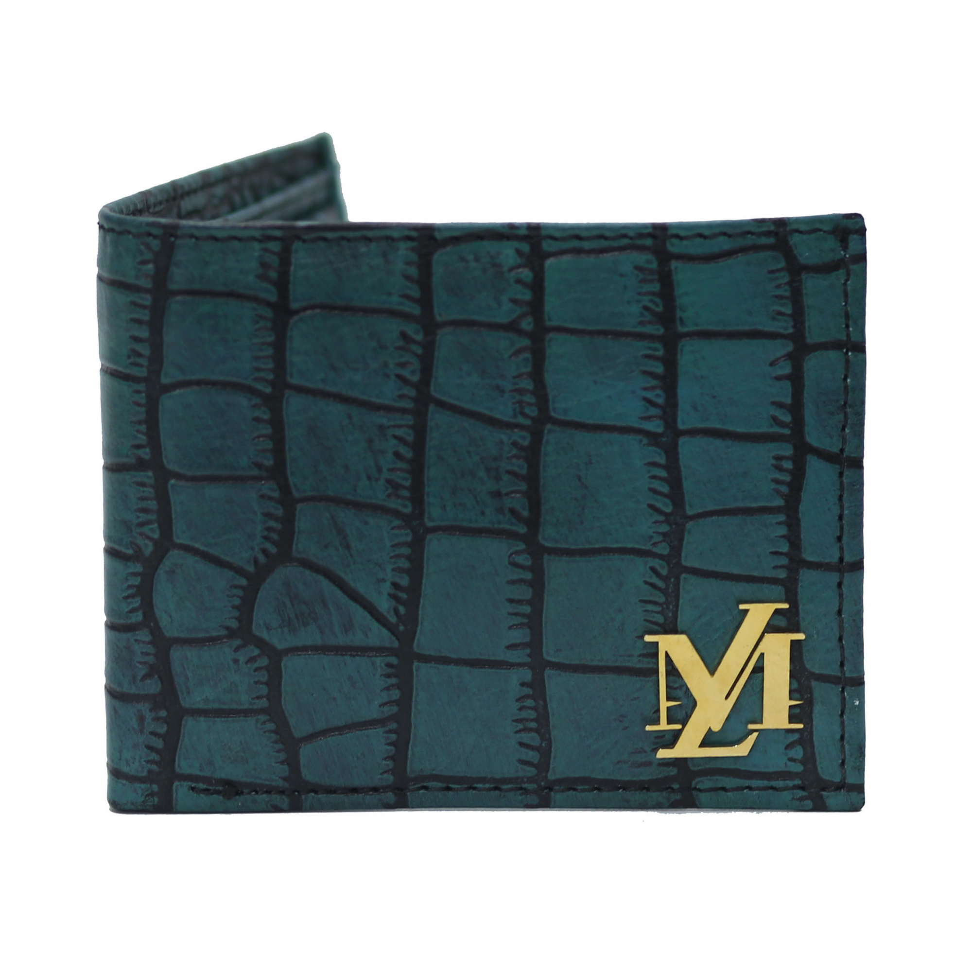 Crocodile Bi-Fold coin pocket Ferozi with Black Wallet