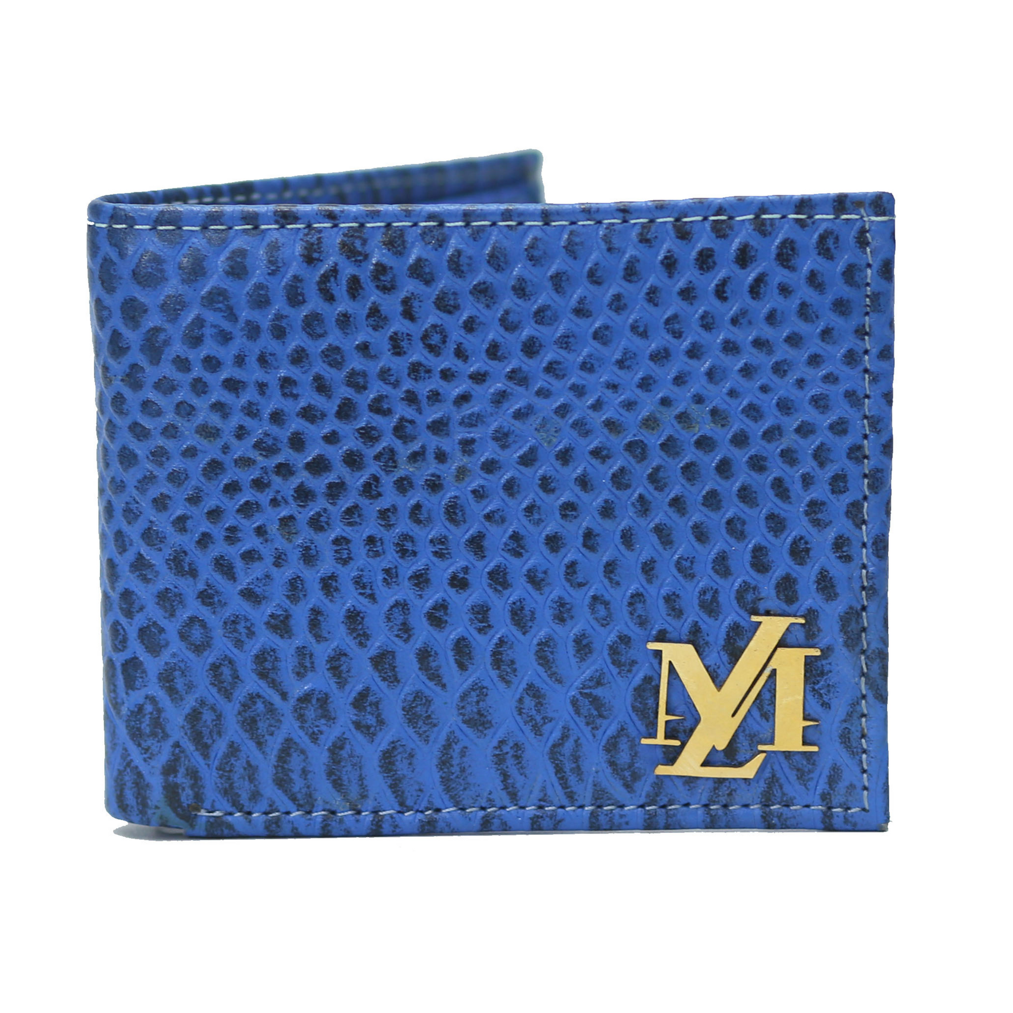 Cobra Bi-Fold Coin Pocket Sky blue with Black Wax Wallet