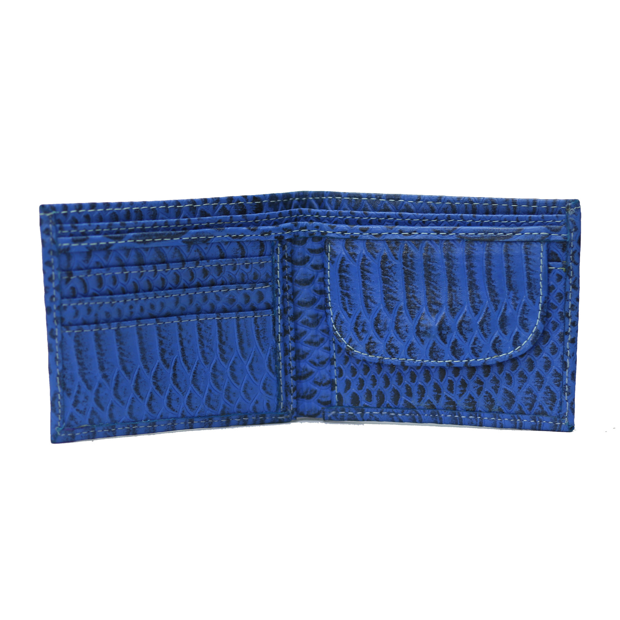 Cobra Bi-Fold Coin Pocket Sky blue with Black Wax Wallet