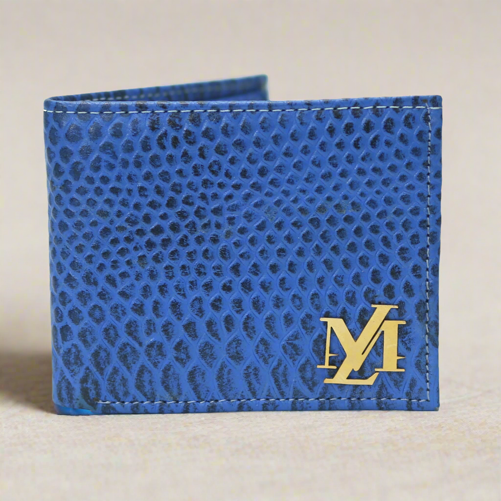 Cobra Bi-Fold Coin Pocket Sky blue with Black Wax Wallet