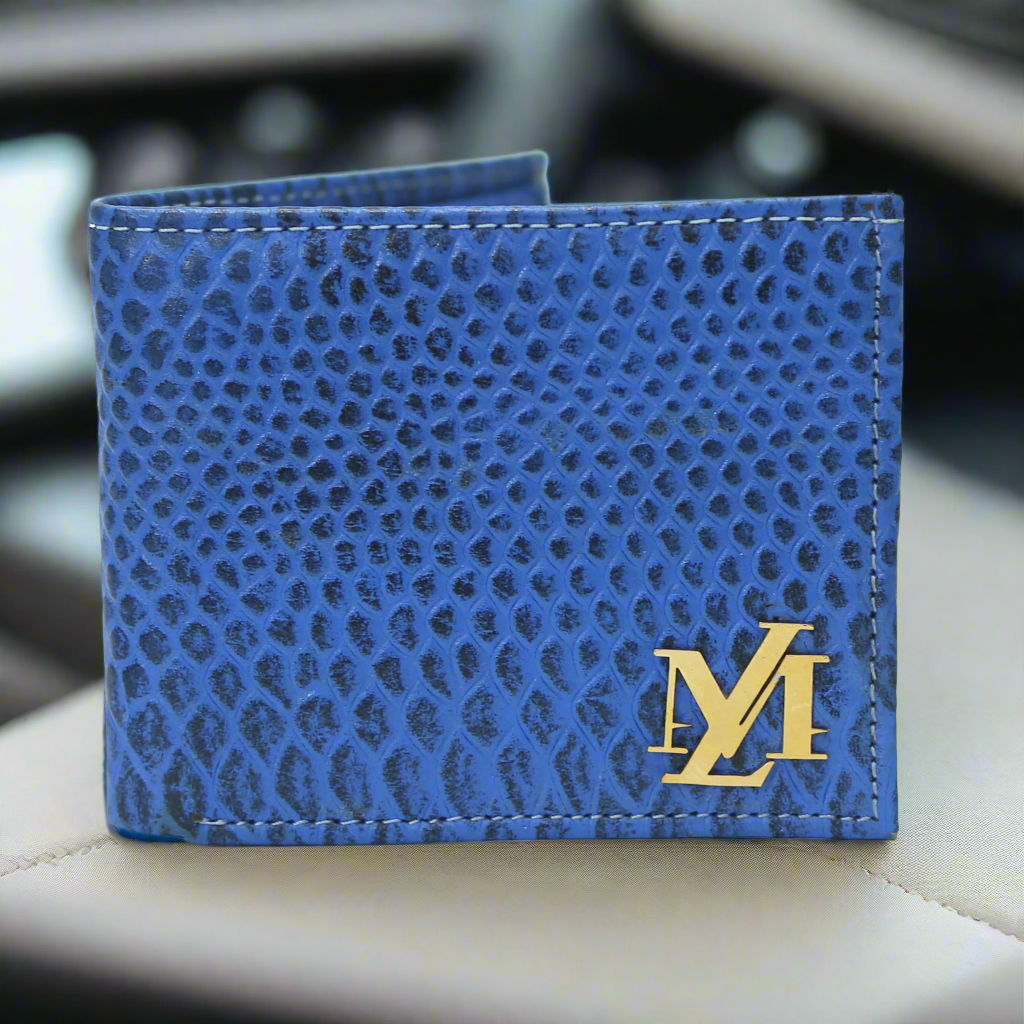 Cobra Bi-Fold Coin Pocket Sky blue with Black Wax Wallet