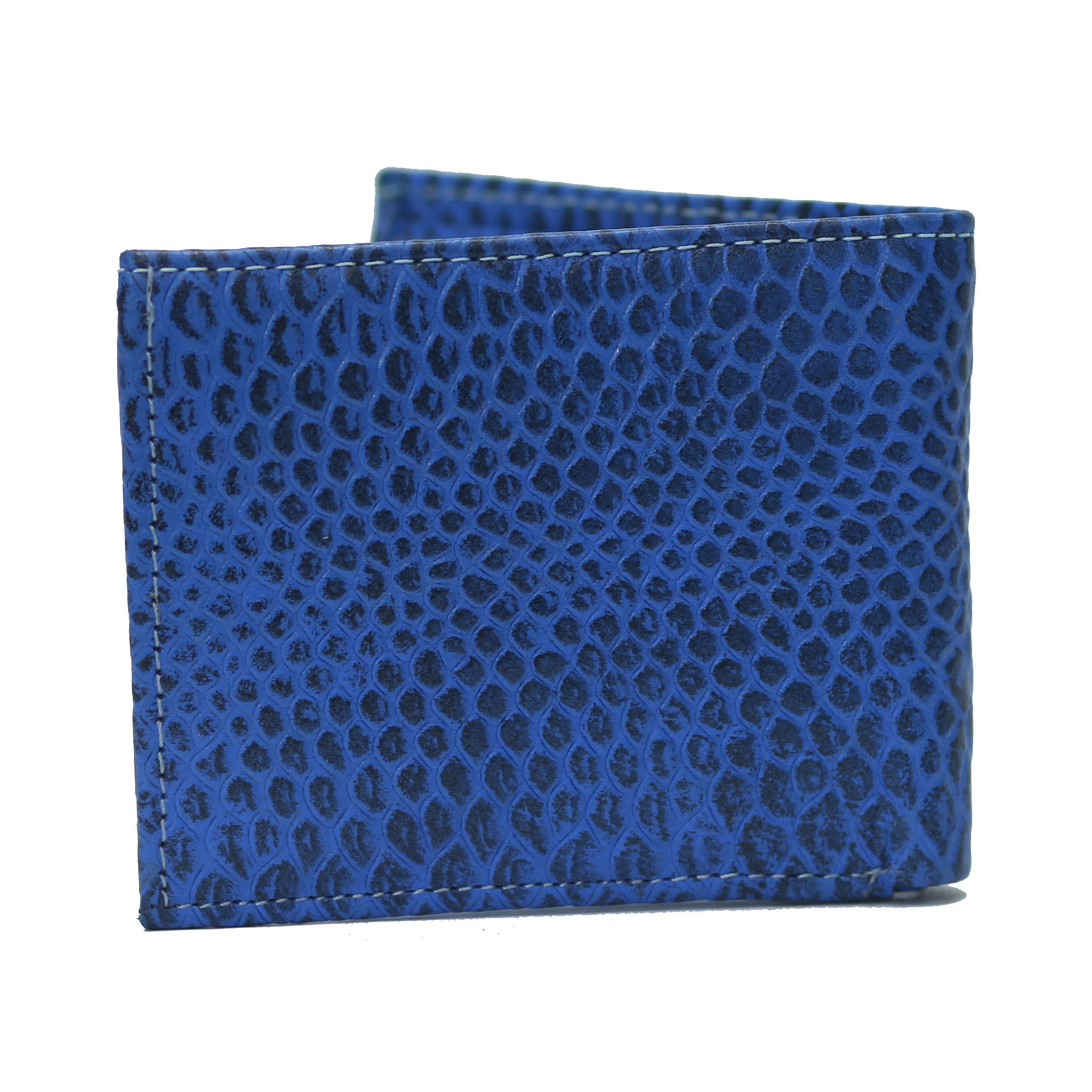 Cobra Bi-Fold Coin Pocket Sky blue with Black Wax Wallet