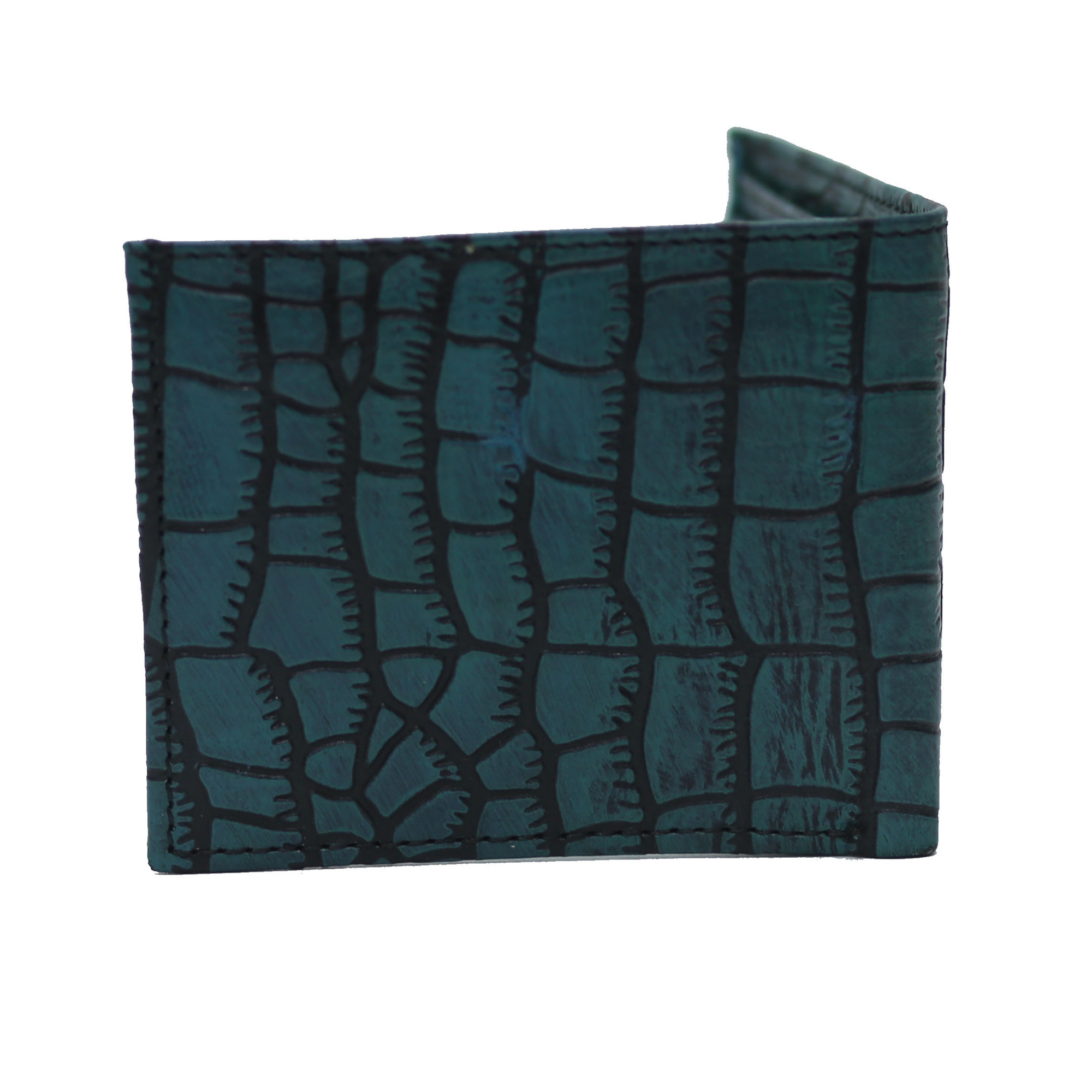 Crocodile Bi-Fold coin pocket Ferozi with Black Wallet