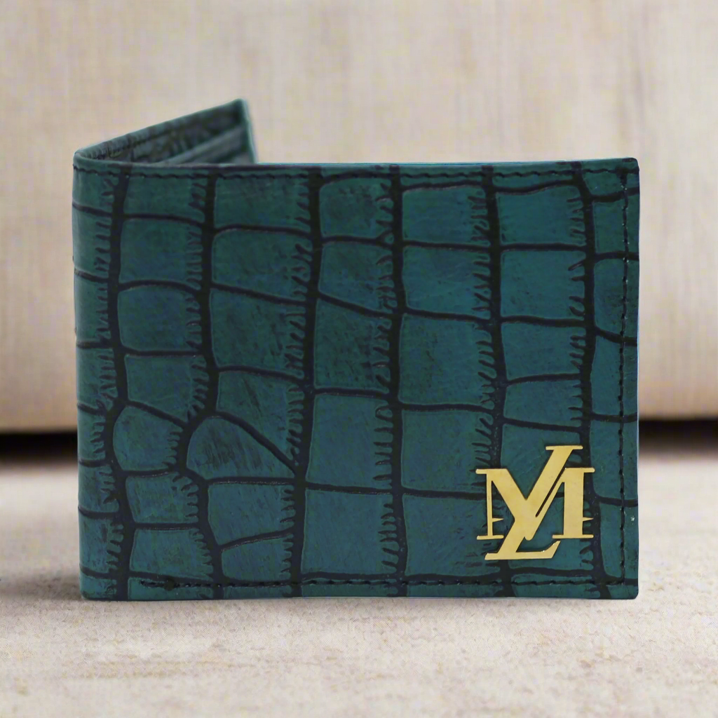Crocodile Bi-Fold coin pocket Ferozi with Black Wallet