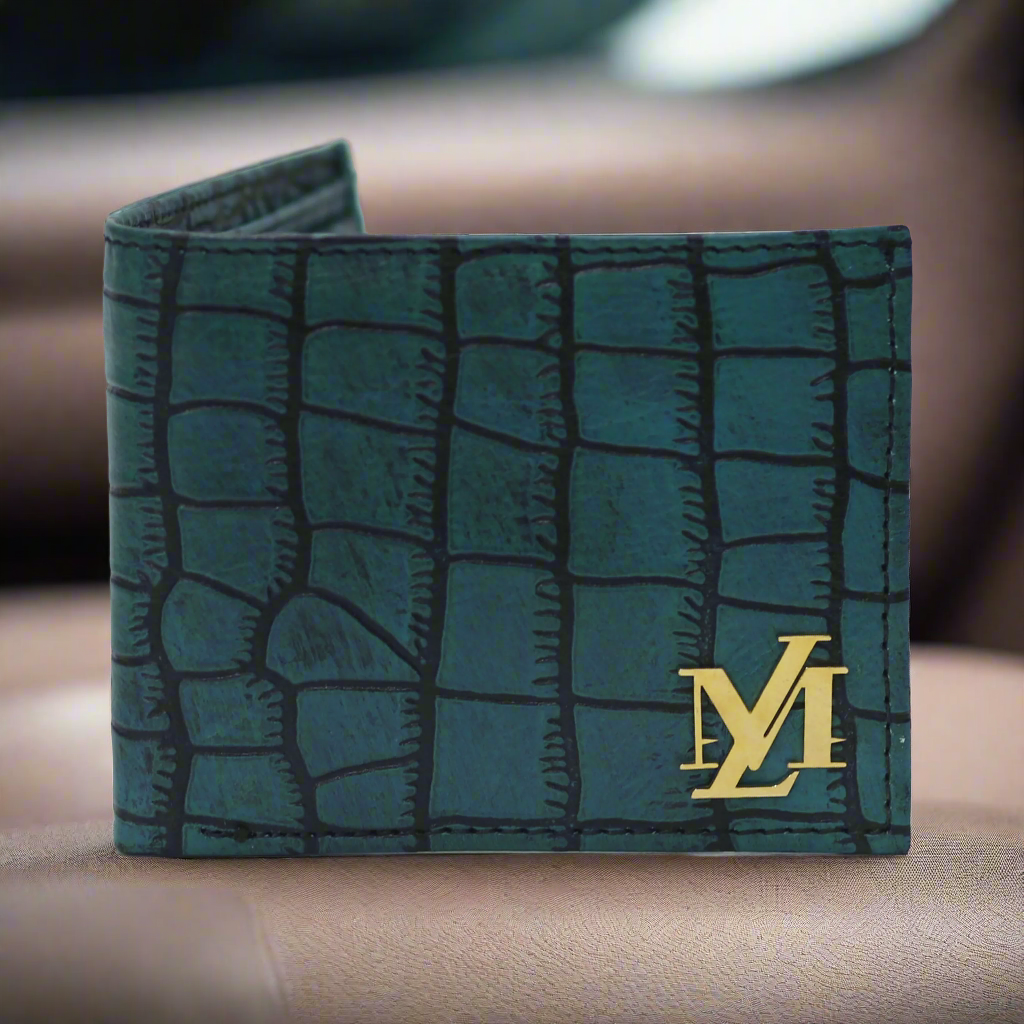 Crocodile Bi-Fold coin pocket Ferozi with Black Wallet