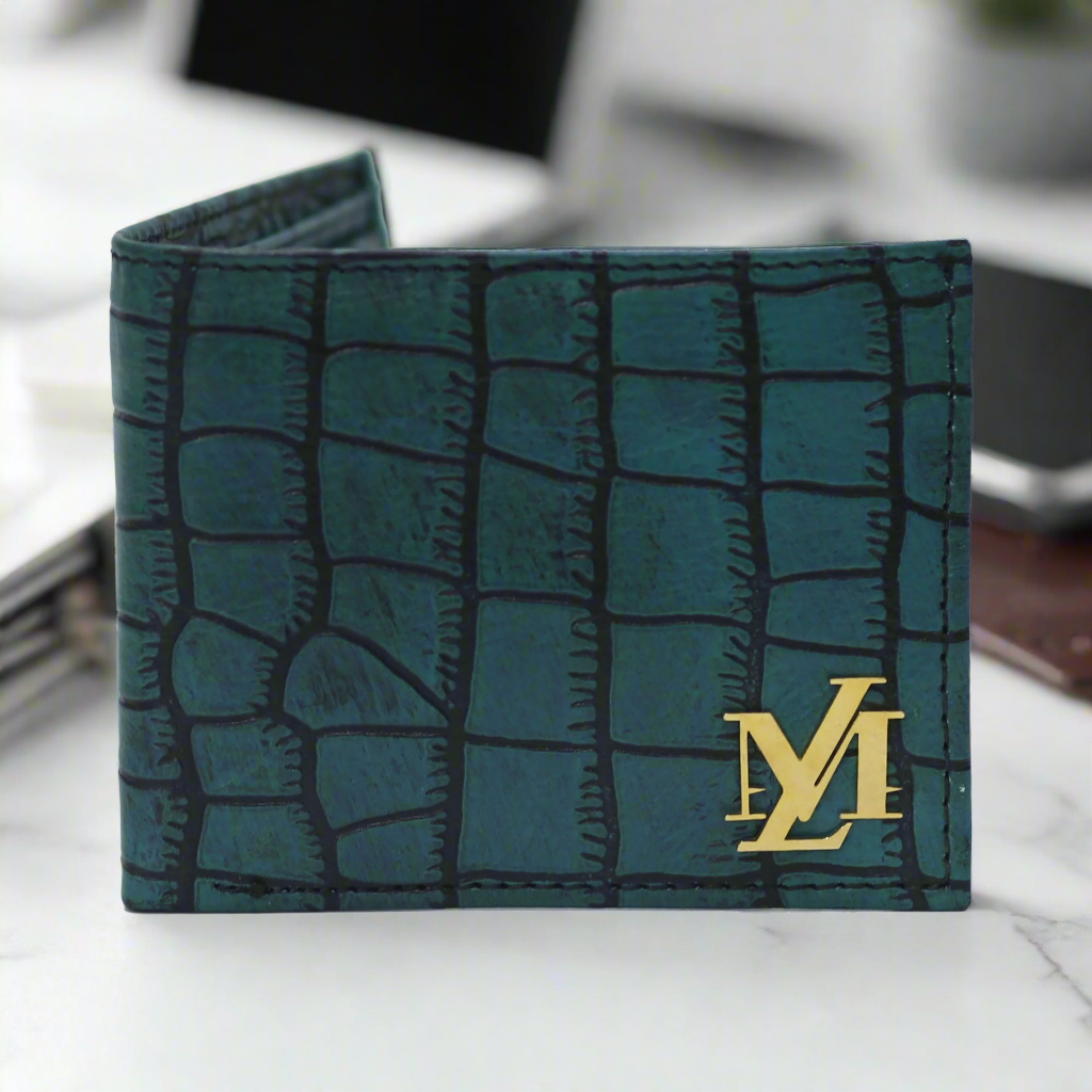 Crocodile Bi-Fold coin pocket Ferozi with Black Wallet