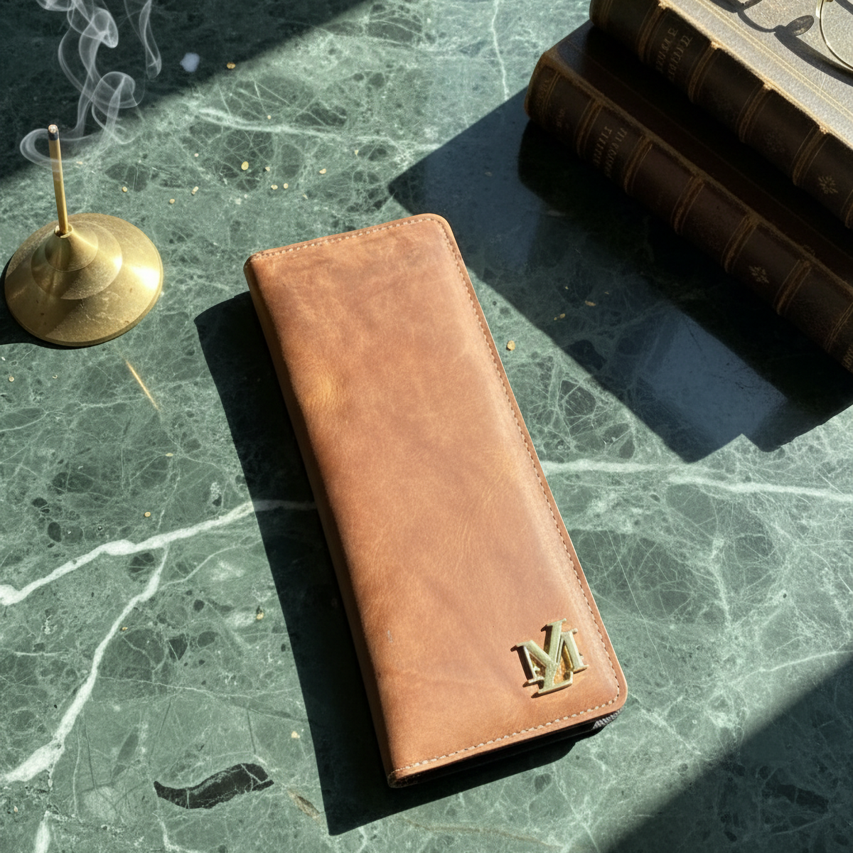 Brown Cheque book + Card combo wallet