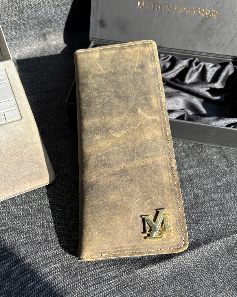 Green Cheque book + Card combo Leather wallet