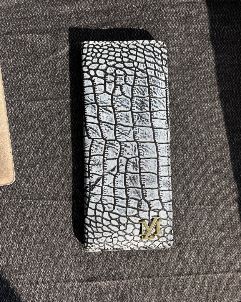 White Cheque book+ Card combo Leather wallet