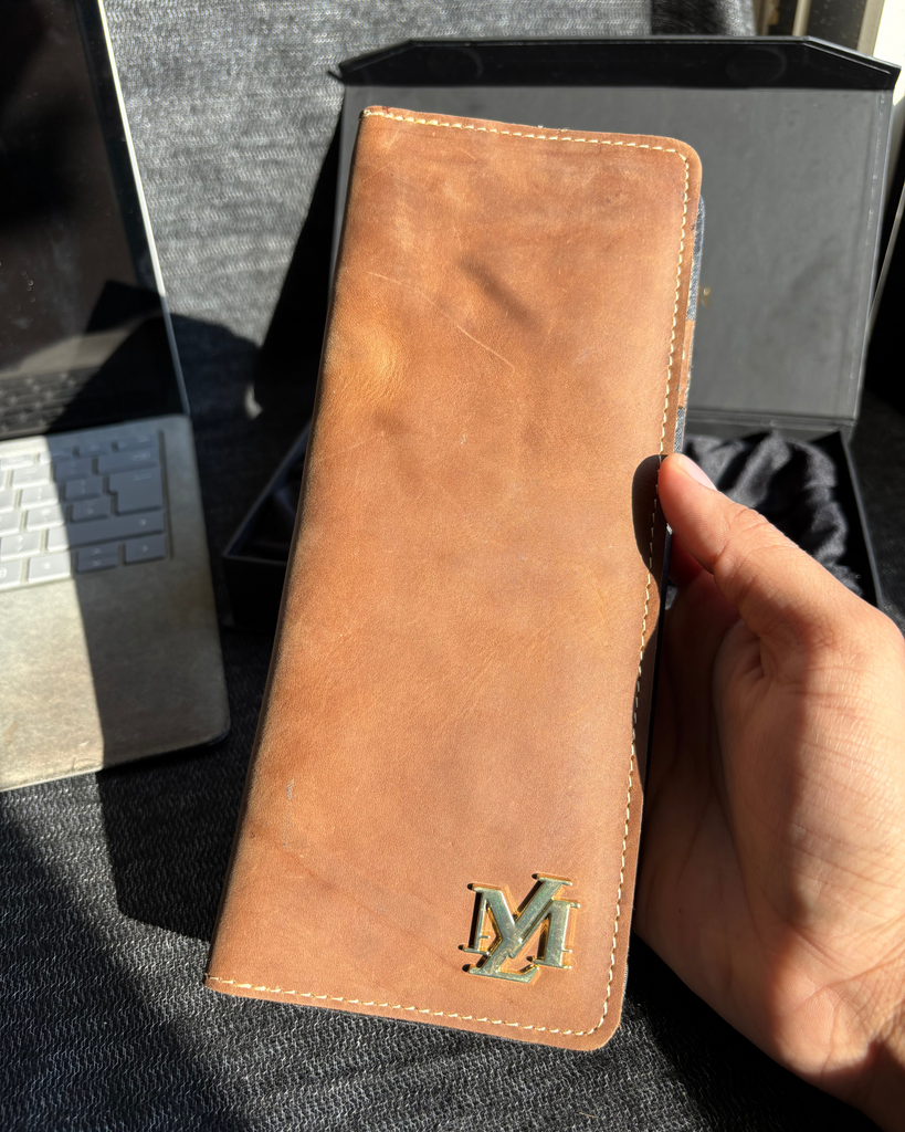 Brown Cheque book + Card combo wallet