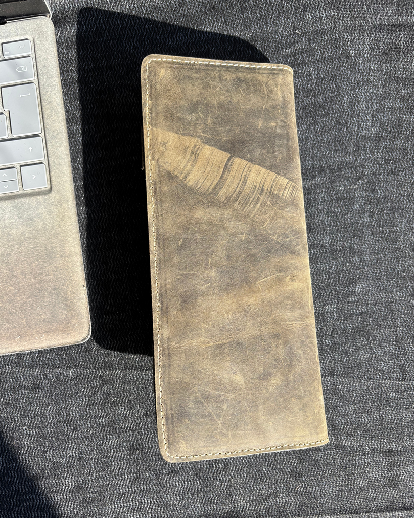 Green Cheque book + Card combo Leather wallet
