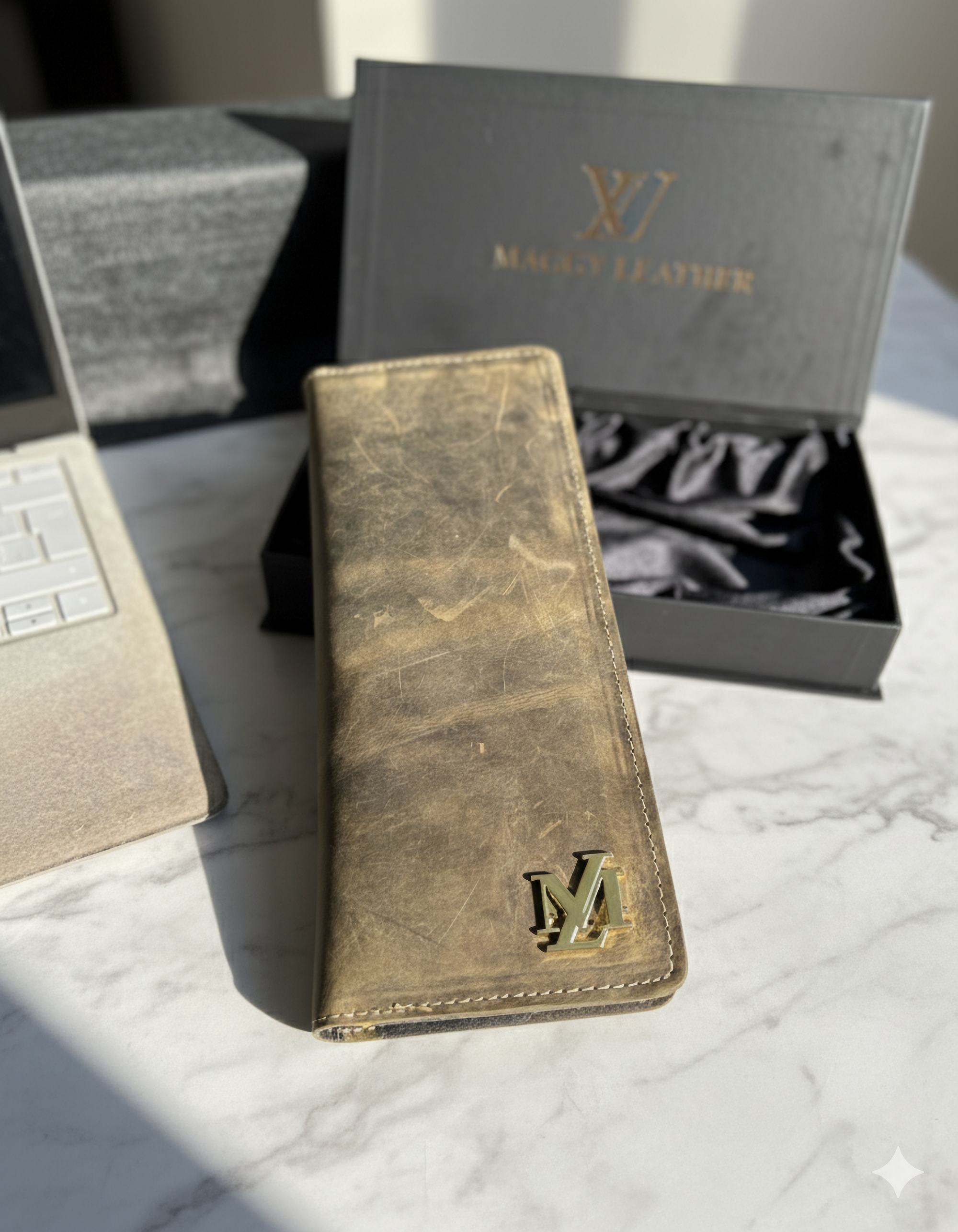 Green Cheque book + Card combo Leather wallet